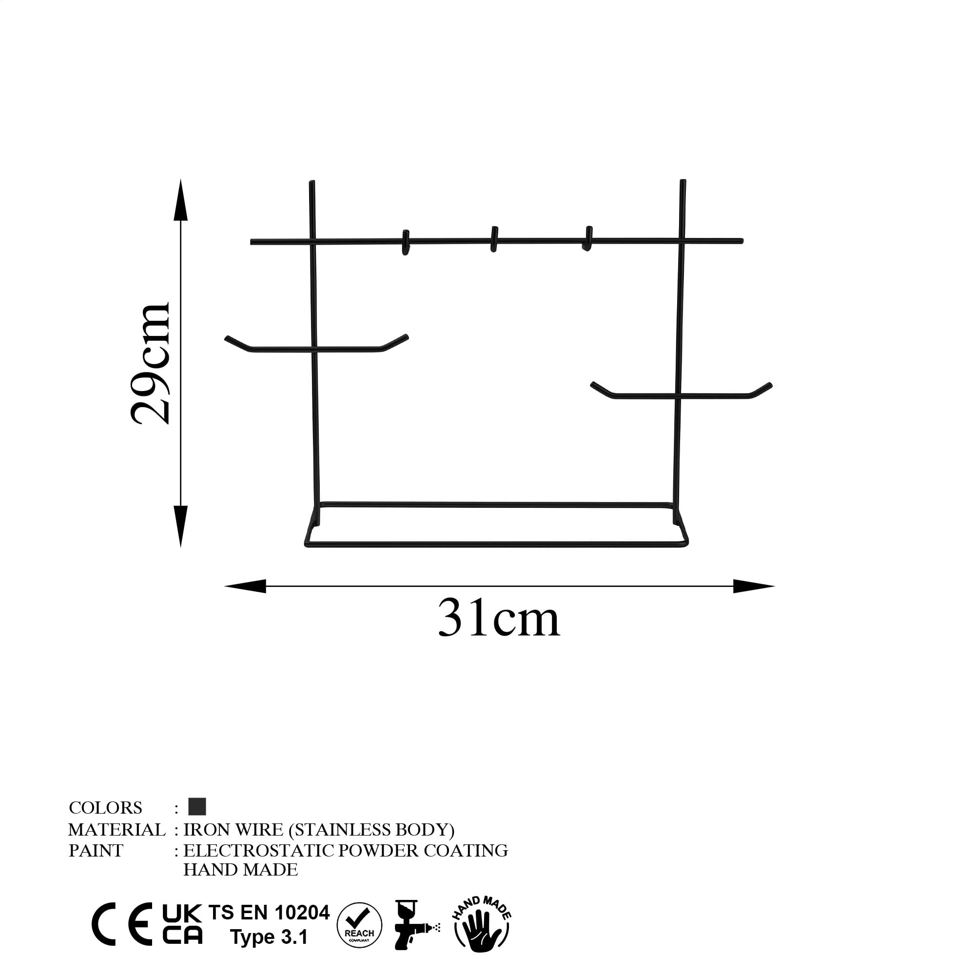 Suport bijuterii, Aberto Design, metal, negru, 31x13x29 cm — imaginea 3