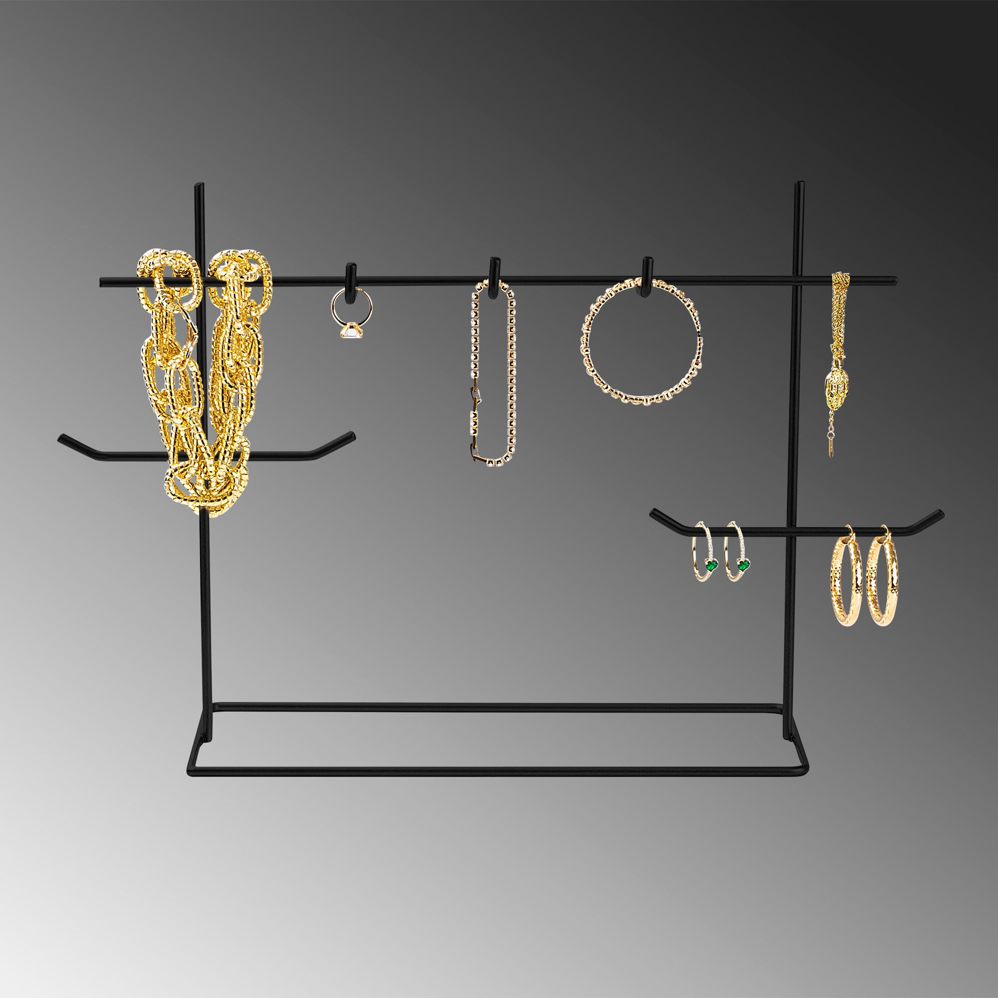 Suport bijuterii, Aberto Design, metal, negru, 31x13x29 cm — imaginea 4