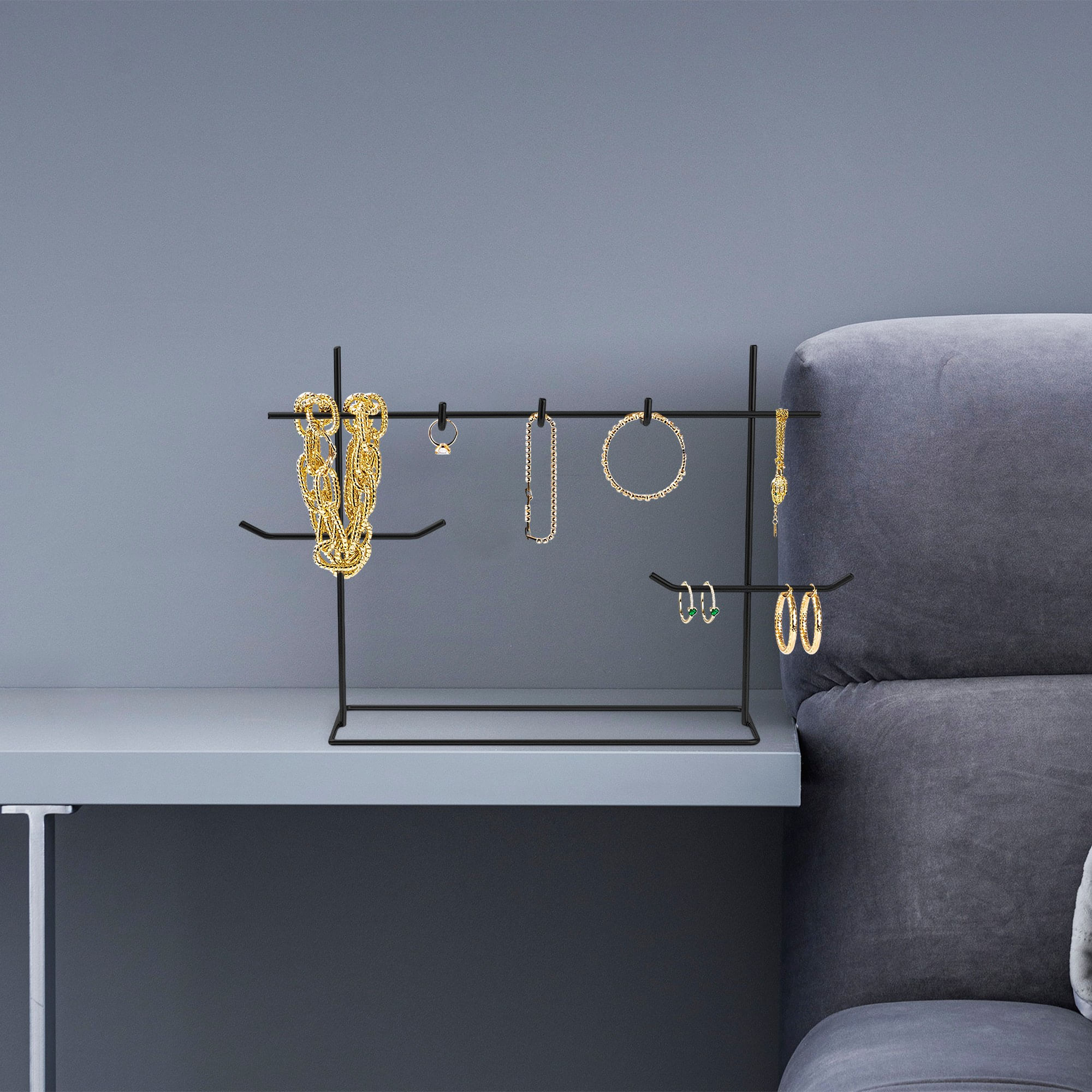 Suport bijuterii, Aberto Design, metal, negru, 31x13x29 cm — imaginea 6