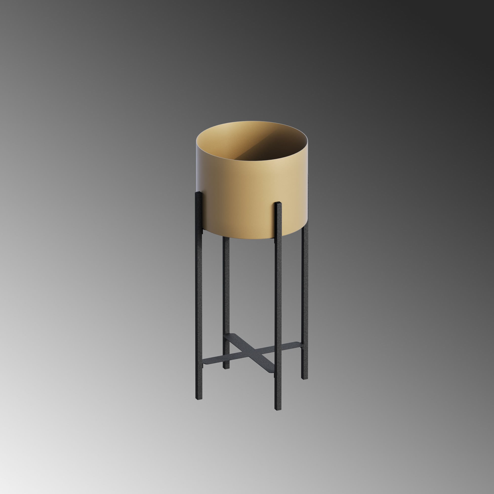 Ghiveci decorativ, Aberto Design, metal, negru auriu, 23x23x48 cm — imaginea 2