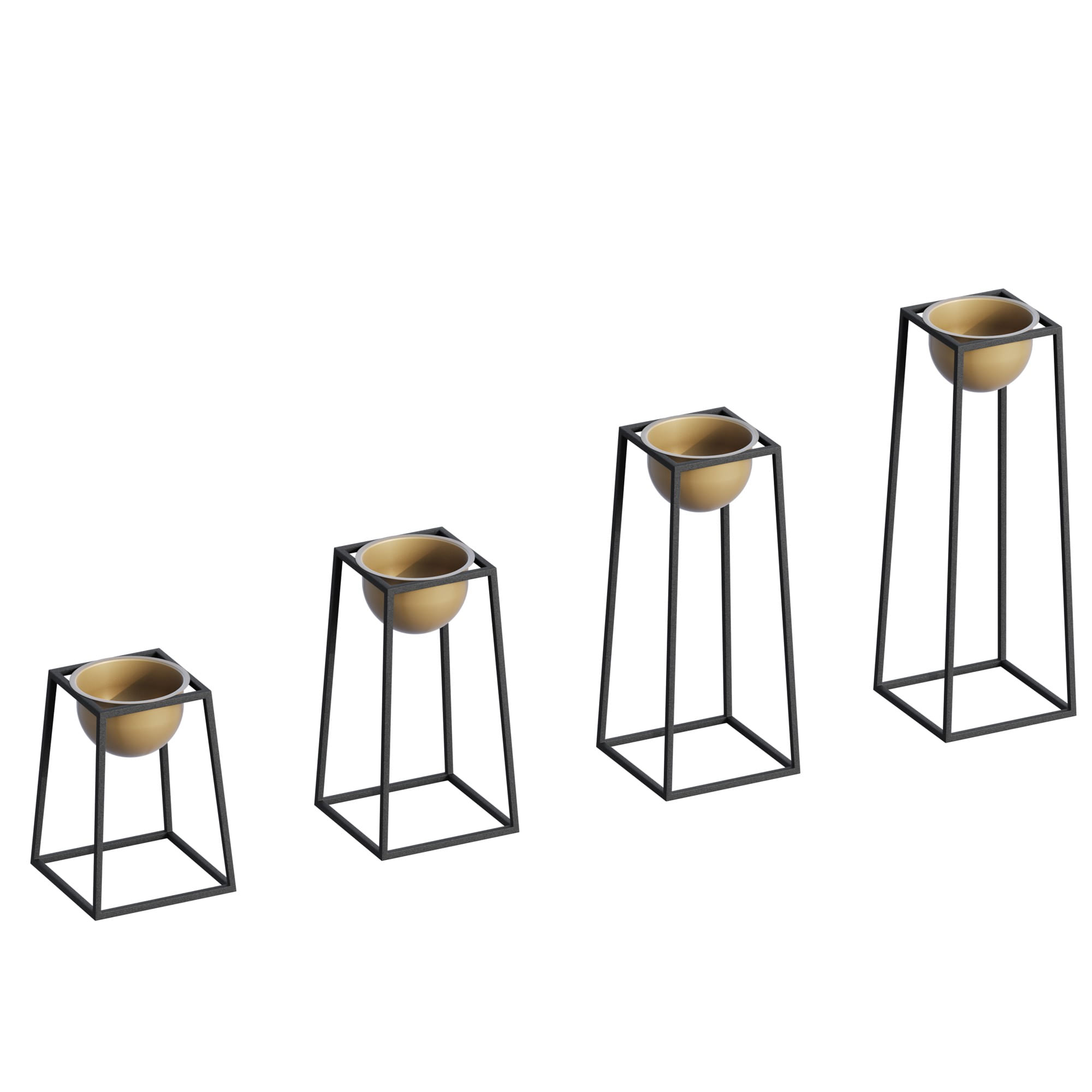 Ghiveci decorativ, Aberto Design, metal, negru auriu, 17x30x30-60 cm — imaginea 5