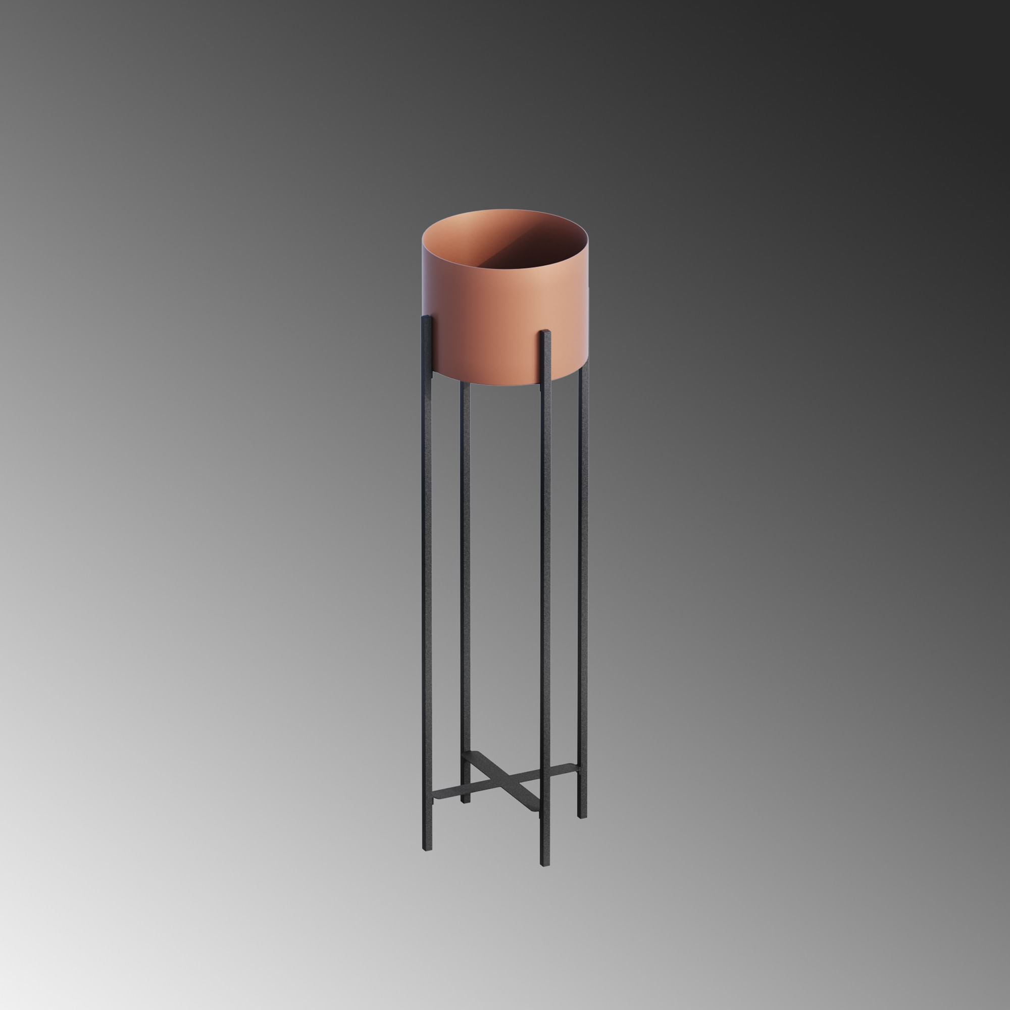 Ghiveci decorativ, Aberto Design, metal, negru cupru, 23x23x78 cm — imaginea 3