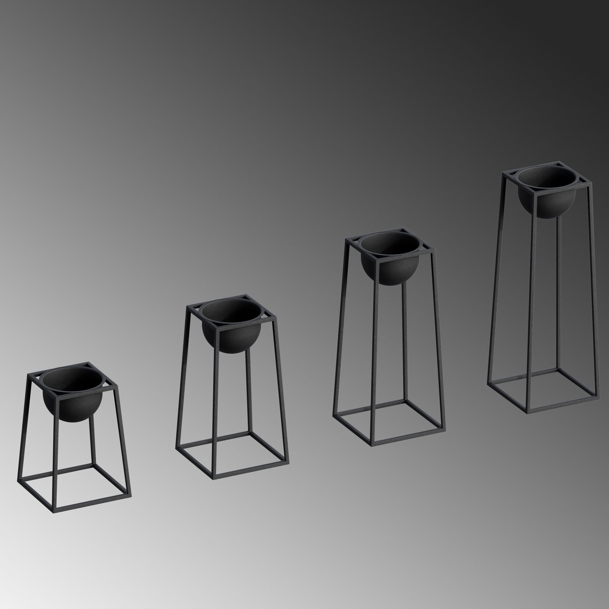 Ghiveci decorativ, Aberto Design, metal, negru, 30-60 cm — imaginea 3