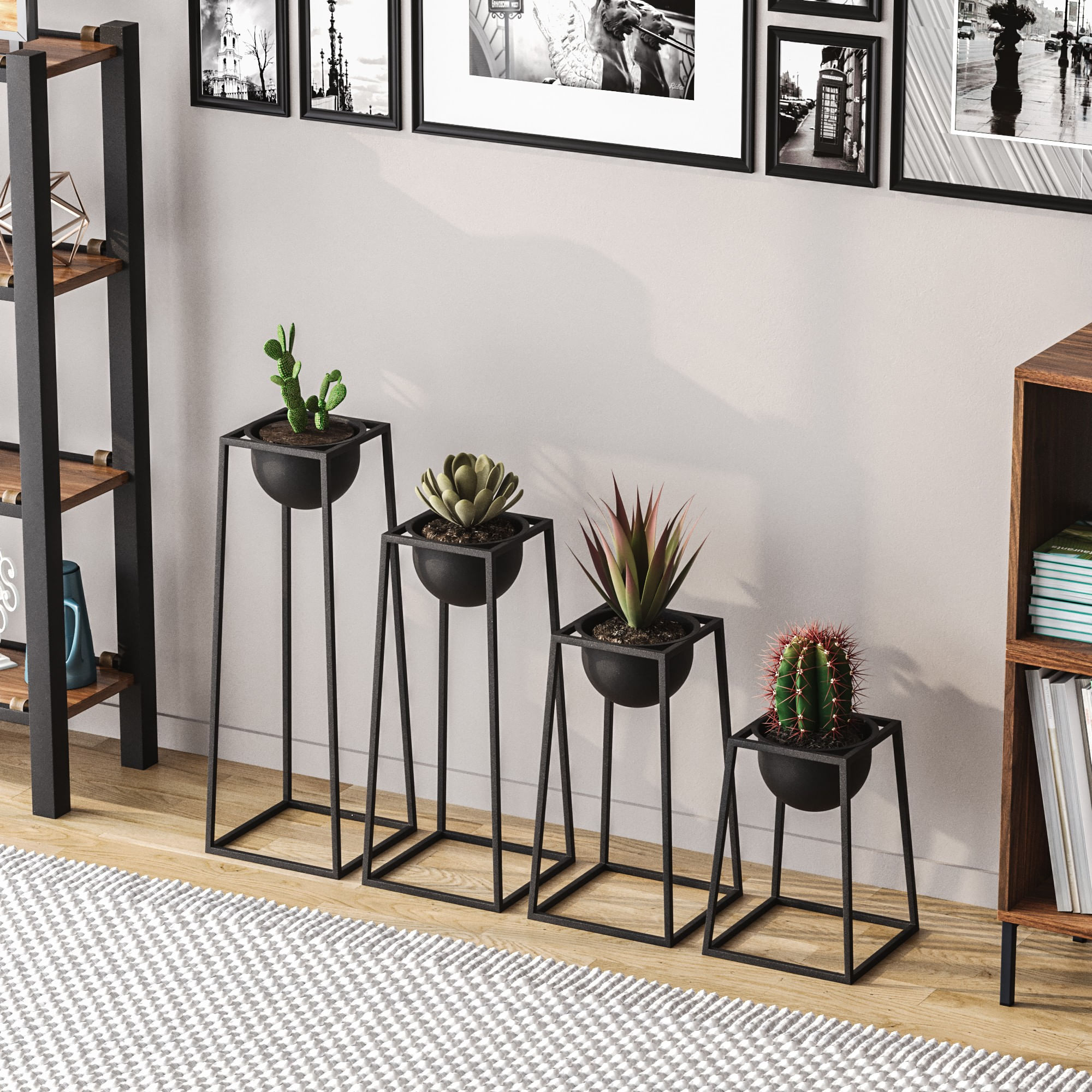 Ghiveci decorativ, Aberto Design, metal, negru, 30-60 cm — imaginea 5