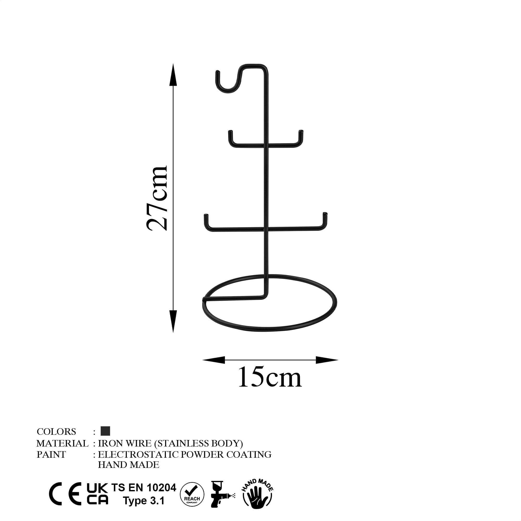 Suport bijuterii, Aberto Design, metal, negru, 15x27 cm — imaginea 2