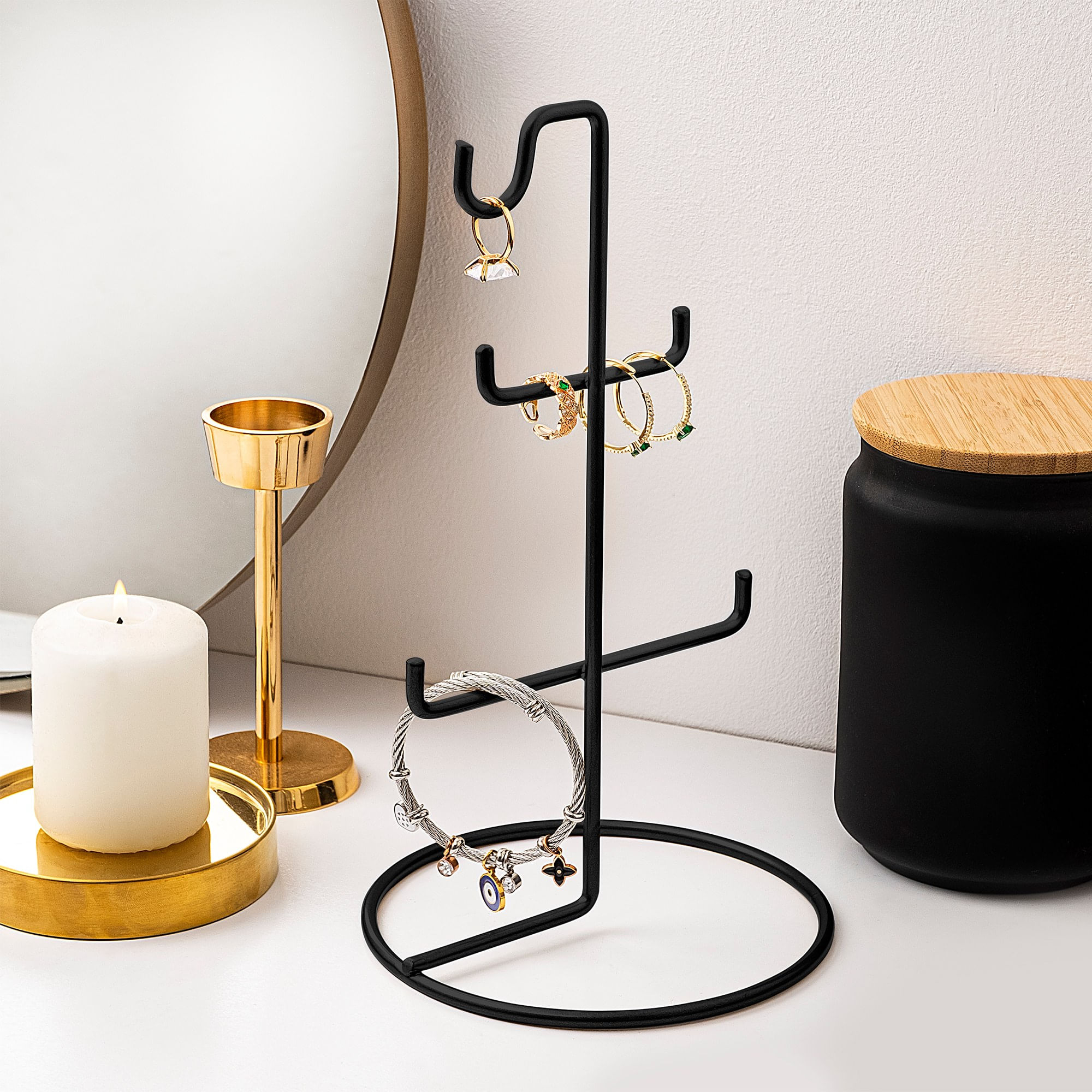 Suport bijuterii, Aberto Design, metal, negru, 15x27 cm — imaginea 5