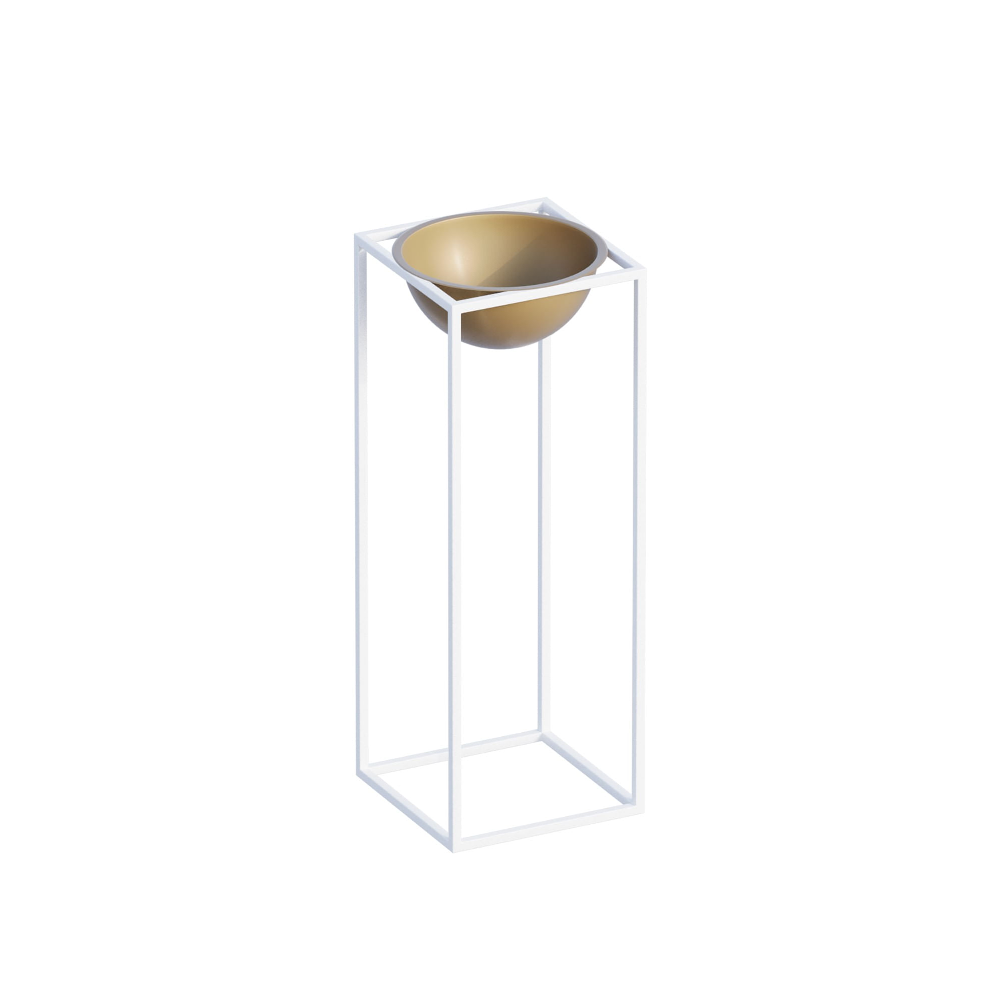 Ghiveci decorativ, Aberto Design, metal, alb auriu, 22x22x60 cm — imaginea 3