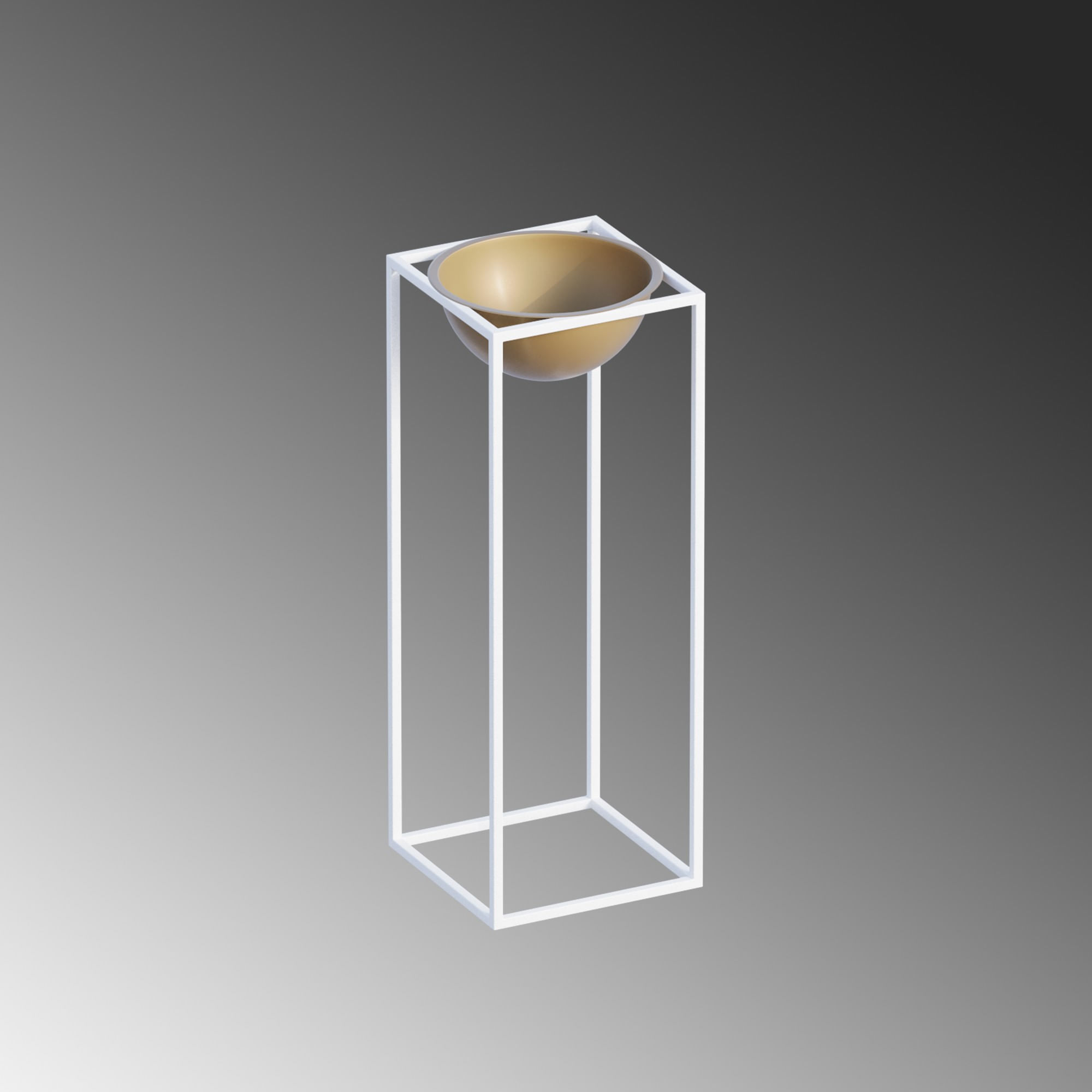 Ghiveci decorativ, Aberto Design, metal, alb auriu, 22x22x60 cm — imaginea 4