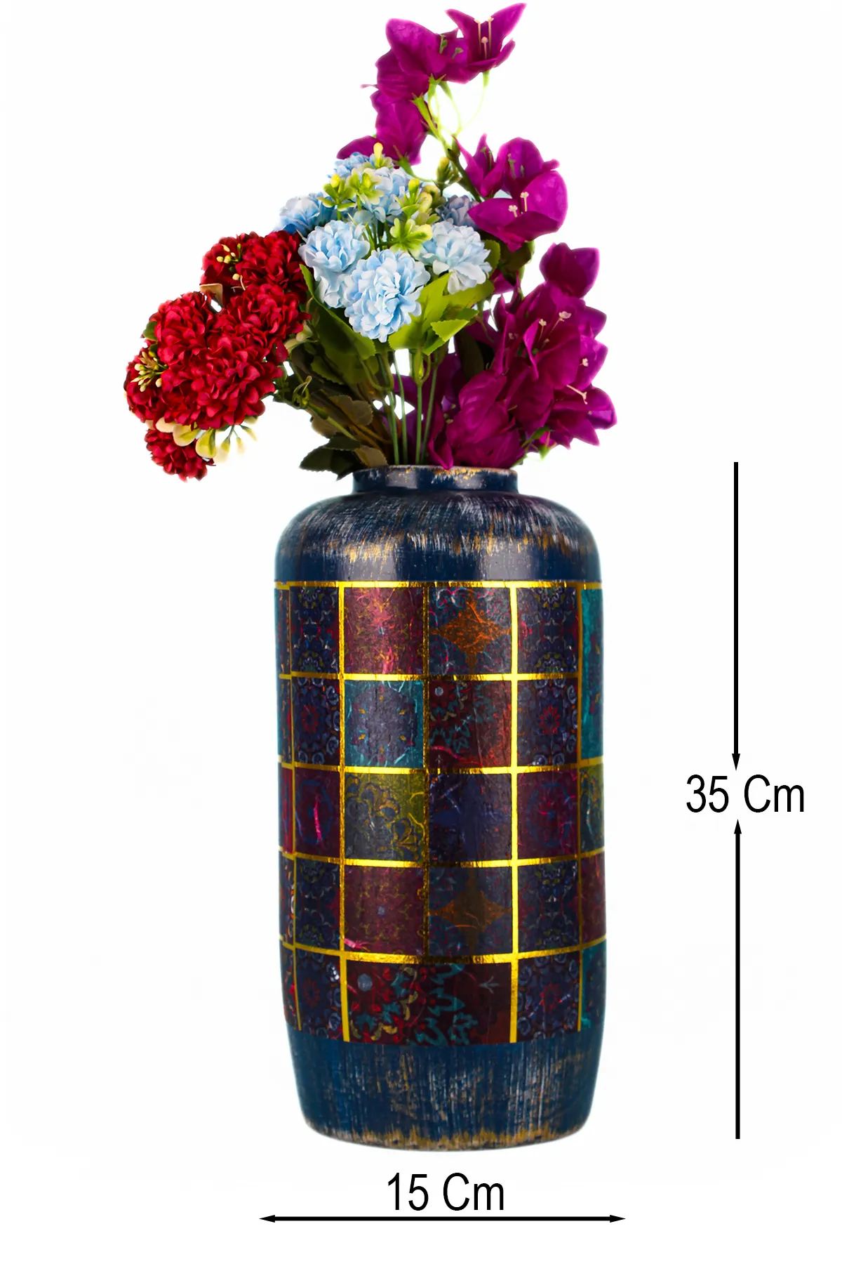 Ghiveci decorativ, Aberto Design, ceramica, multicolor, diametru 15 cm, inaltime 35 cm, pictat manual — imaginea 2