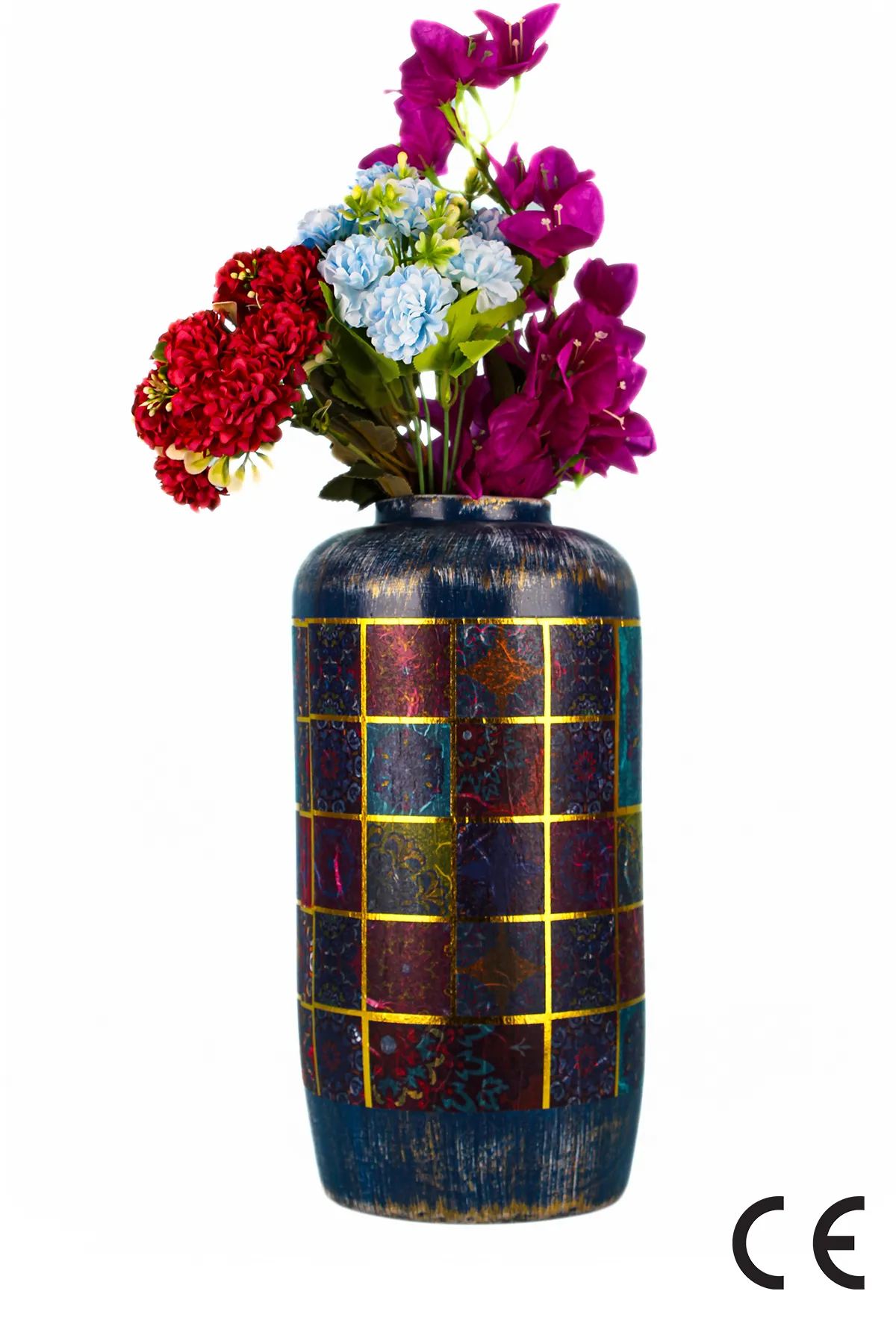 Ghiveci decorativ, Aberto Design, ceramica, multicolor, diametru 15 cm, inaltime 35 cm, pictat manual — imaginea 3