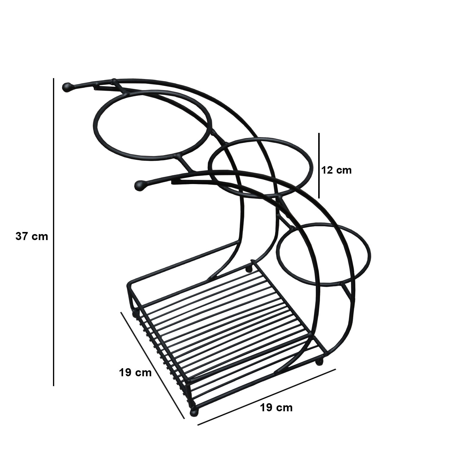 Jardiniera decorativa, Aberto Design, metal, negru, 19x19x37 cm — imaginea 3