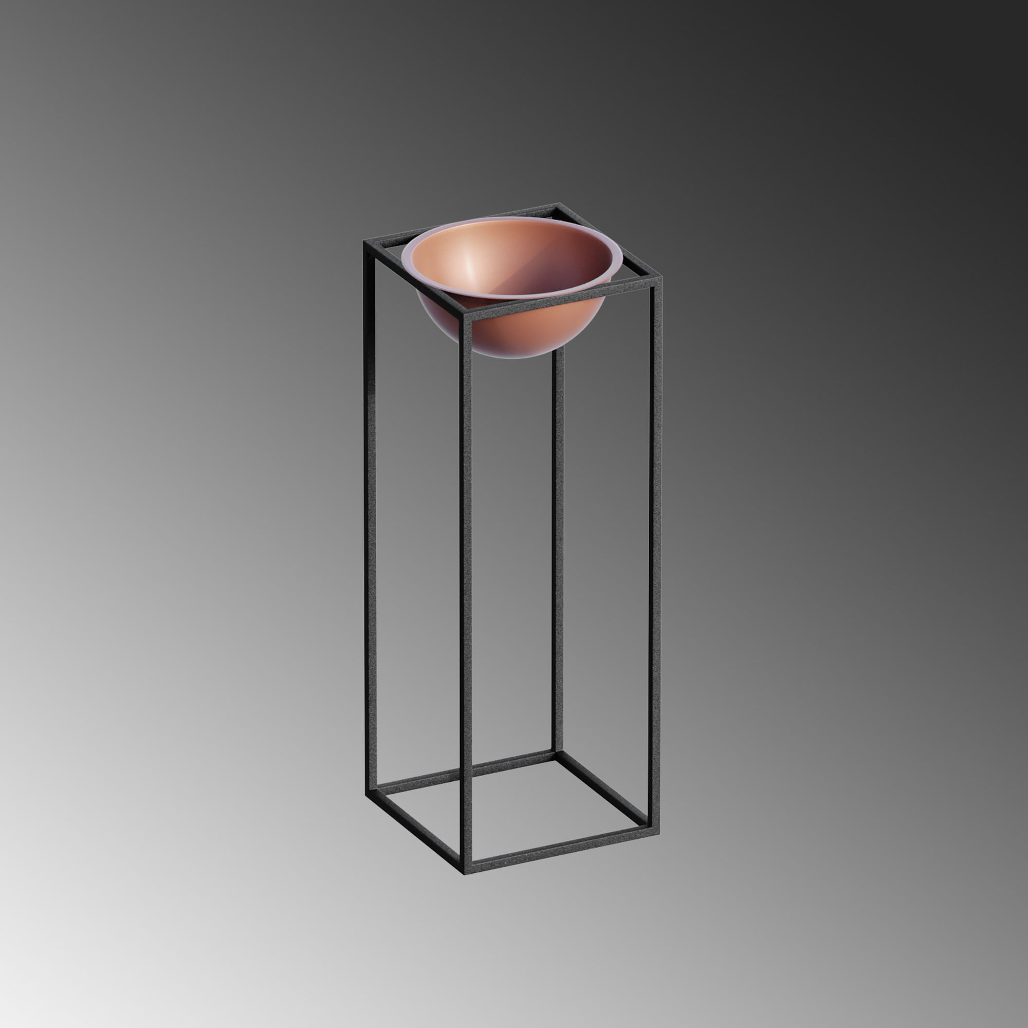 Ghiveci decorativ, Aberto Design, metal, negru cupru, 22x22x60 cm — imaginea 3