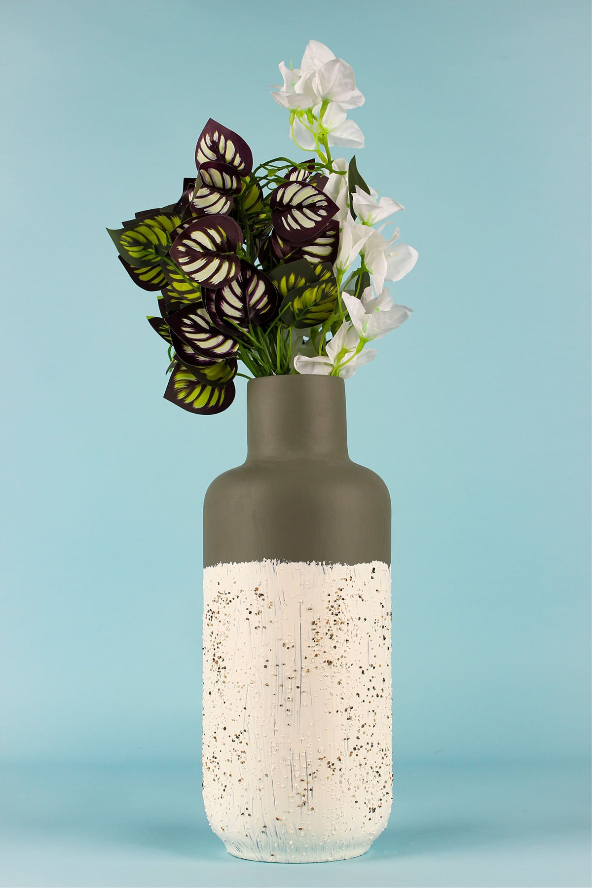 Ghiveci decorativ, Aberto Design, ceramica, alb, 12x32 cm, pictat manual — imaginea 2