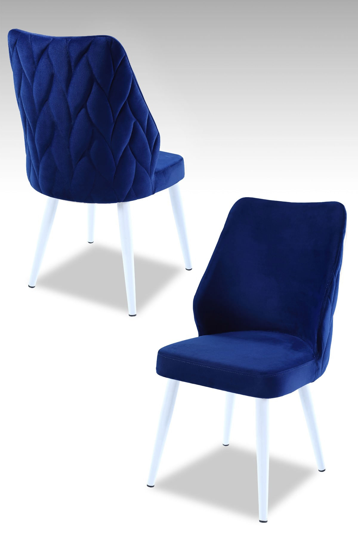 Set scaune, Hanah Home, panou de particule cu melamina, albastru sax si alb, 48x43x90 cm, 2 bucati