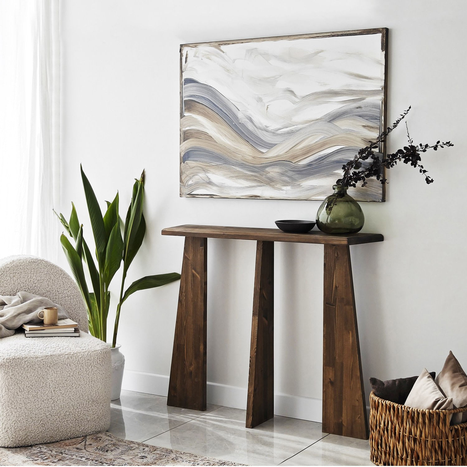 Consola, Hanah Home, lemn masiv, nuc, 100x28x83 cm — imaginea 2