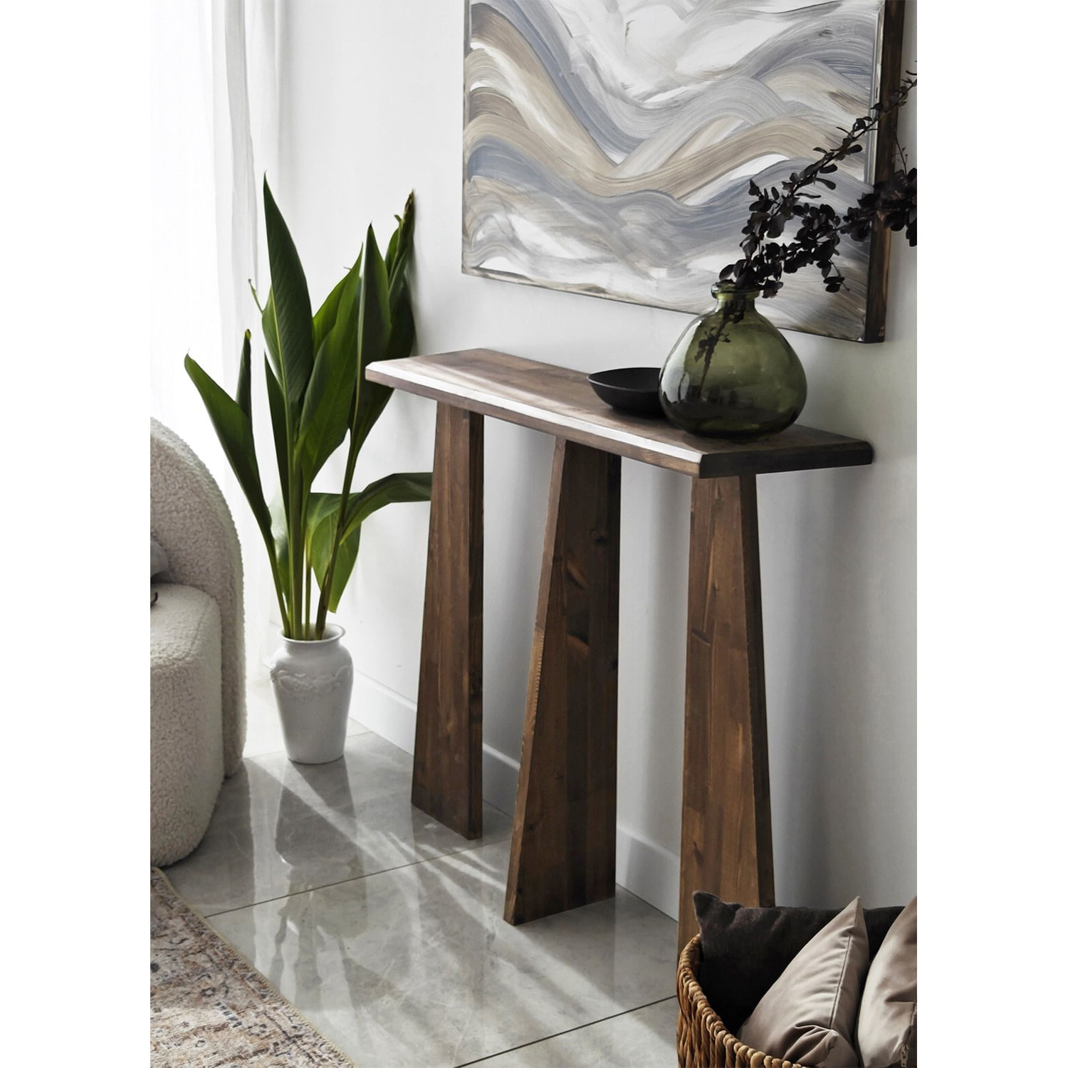 Consola, Hanah Home, lemn masiv, nuc, 100x28x83 cm — imaginea 3