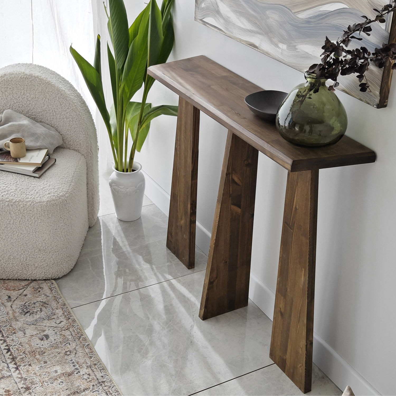 Consola, Hanah Home, lemn masiv, nuc, 100x28x83 cm — imaginea 5
