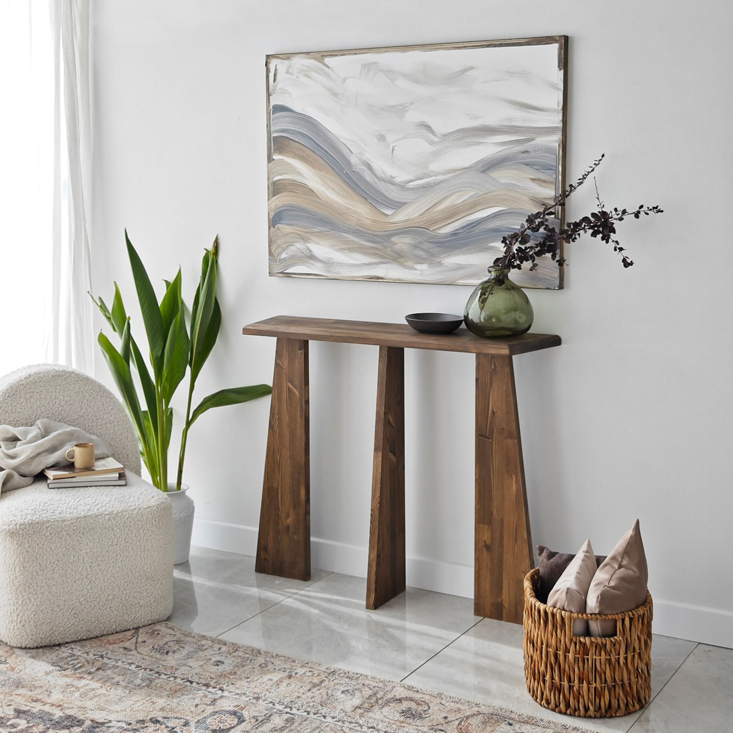 Consola, Hanah Home, lemn masiv, nuc, 100x28x83 cm — imaginea 6