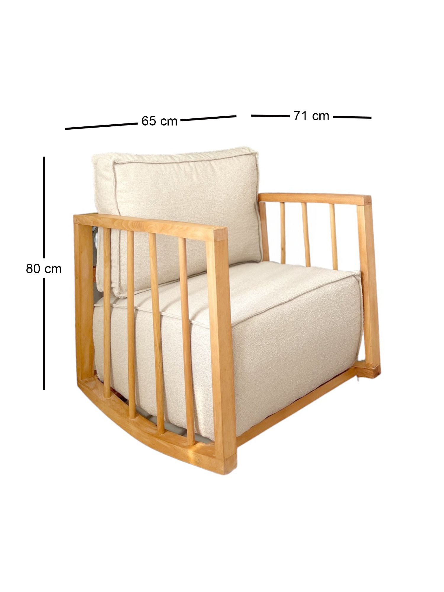 Fotoliu cu aripi, Hanah Home, lemn, alb, 71x80x65 cm — imaginea 3