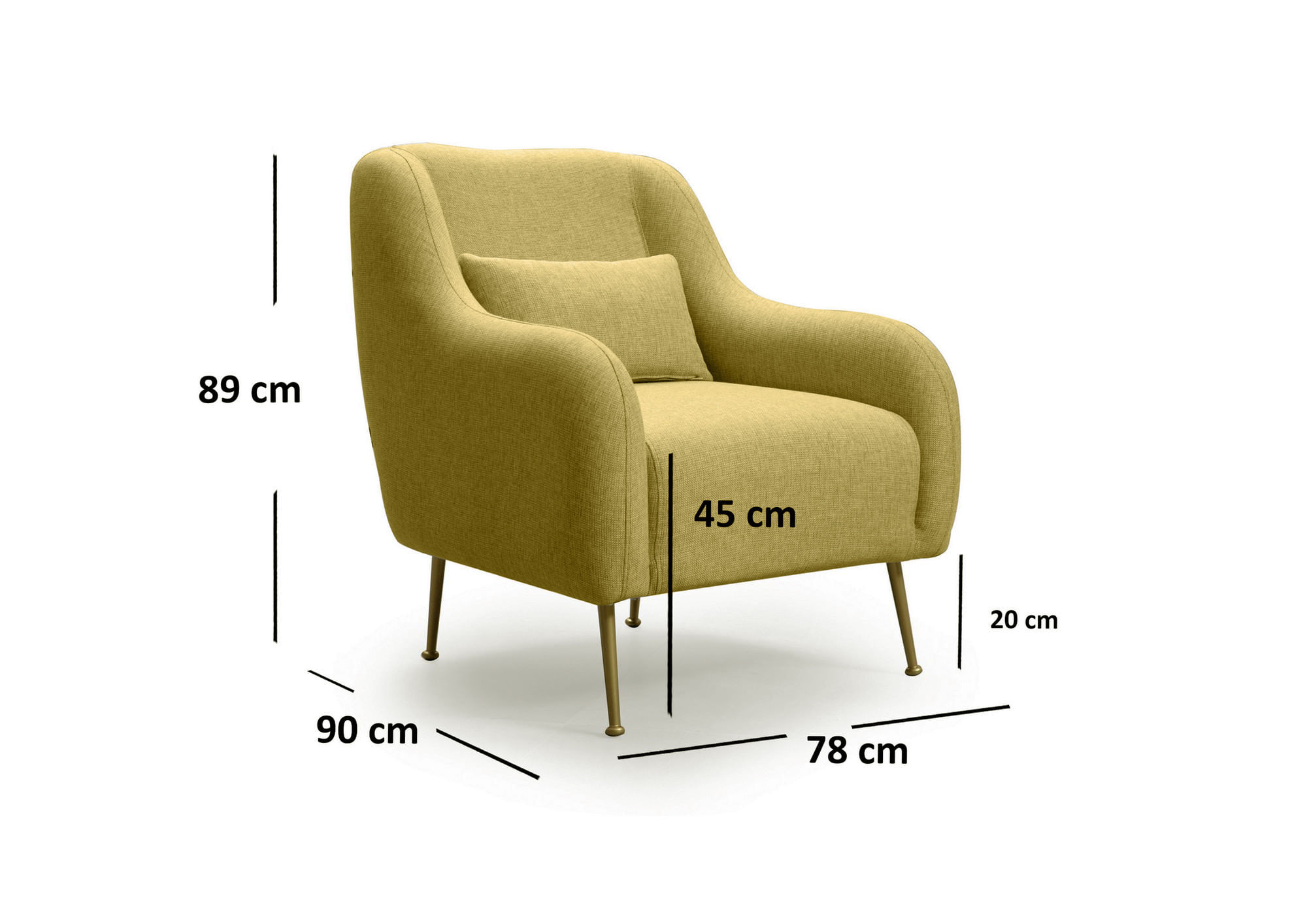 Fotoliu, Atelier Del Sofa, lemn fag si pal, galben, 78x90x89 cm — imaginea 2