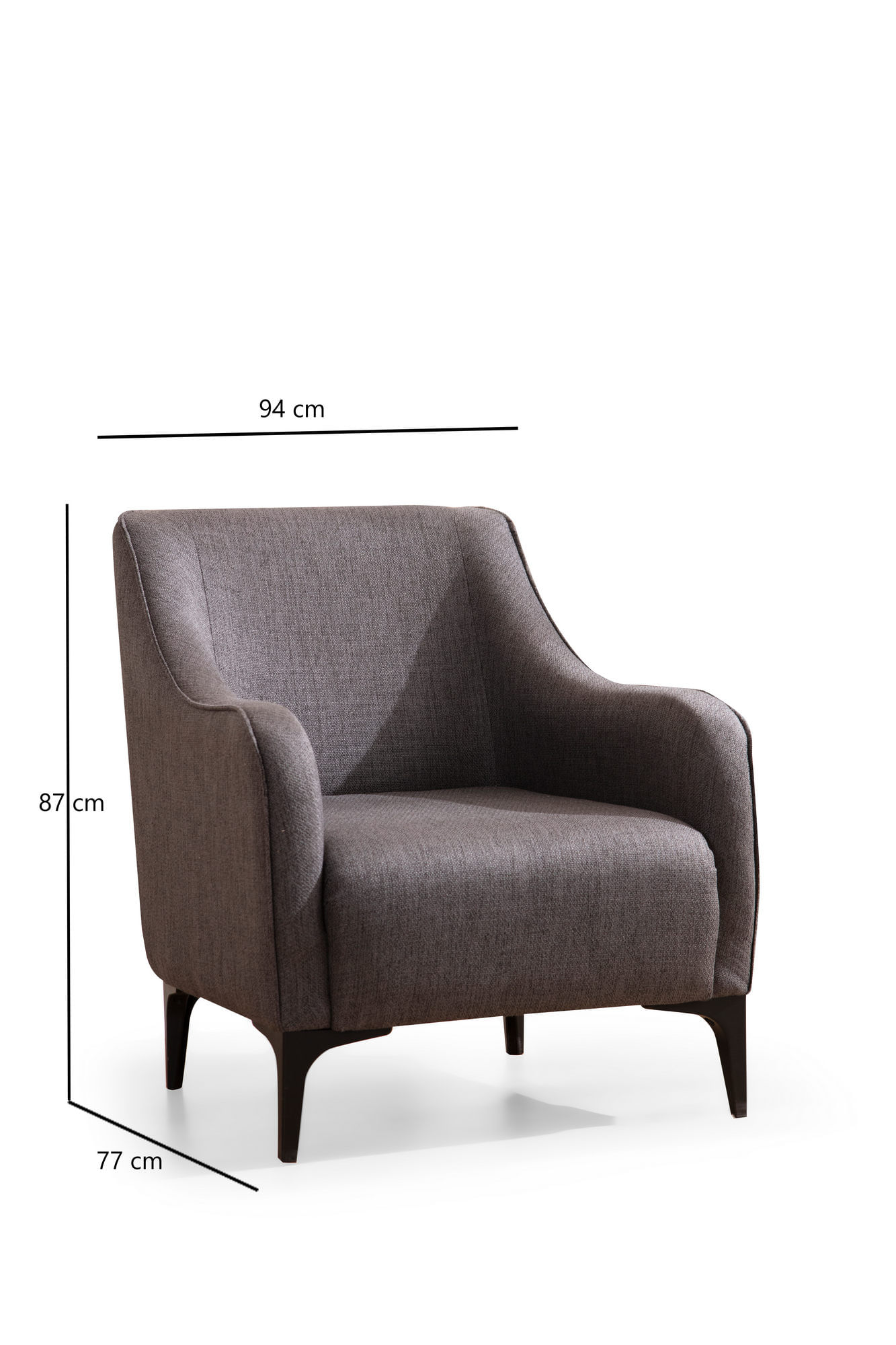 Fotoliu, Hanah Home, lemn fag si pal, gri inchis, 94x87x77 cm — imaginea 2