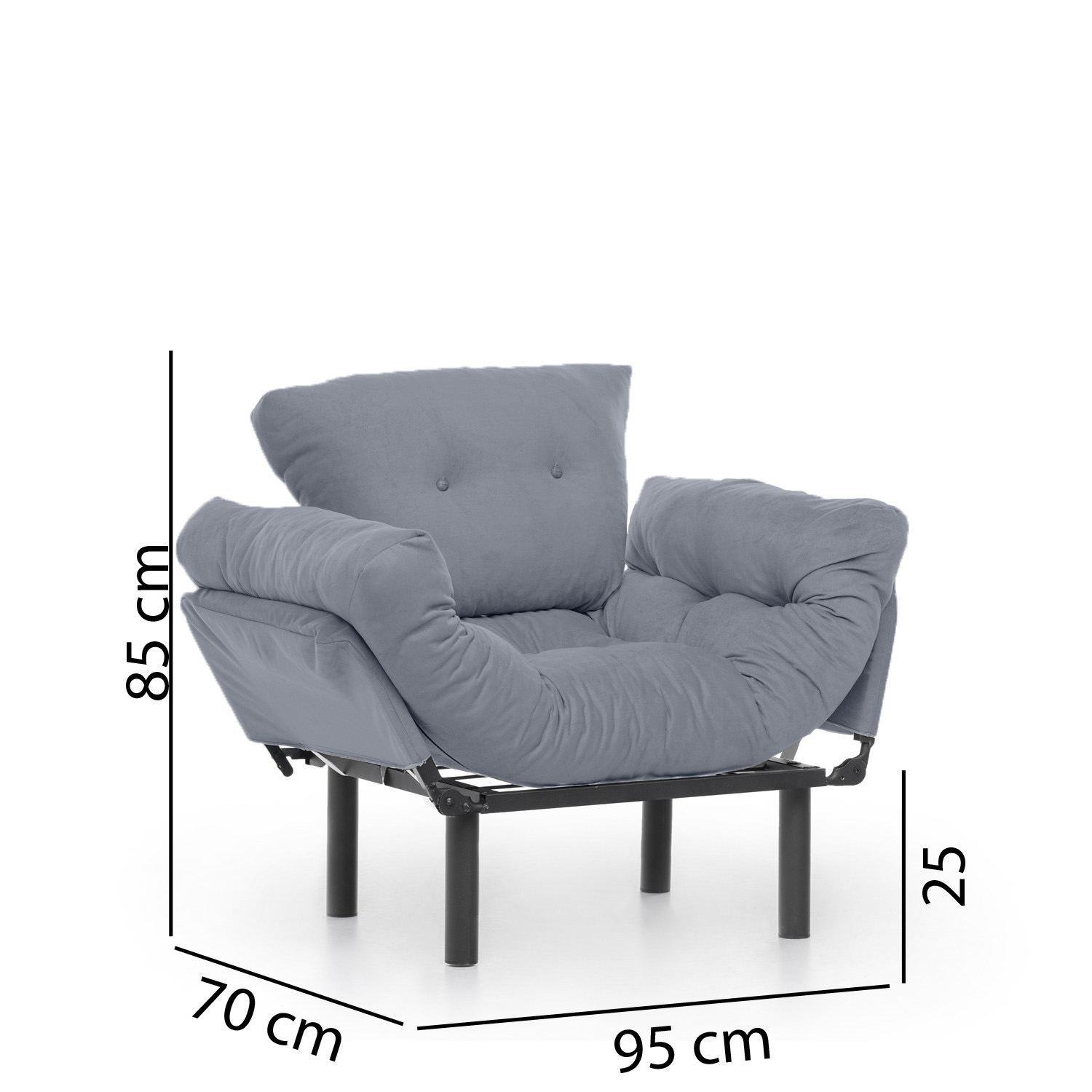 Fotoliu, Hanah Home, metal, gri, 95x85x70 cm — imaginea 11