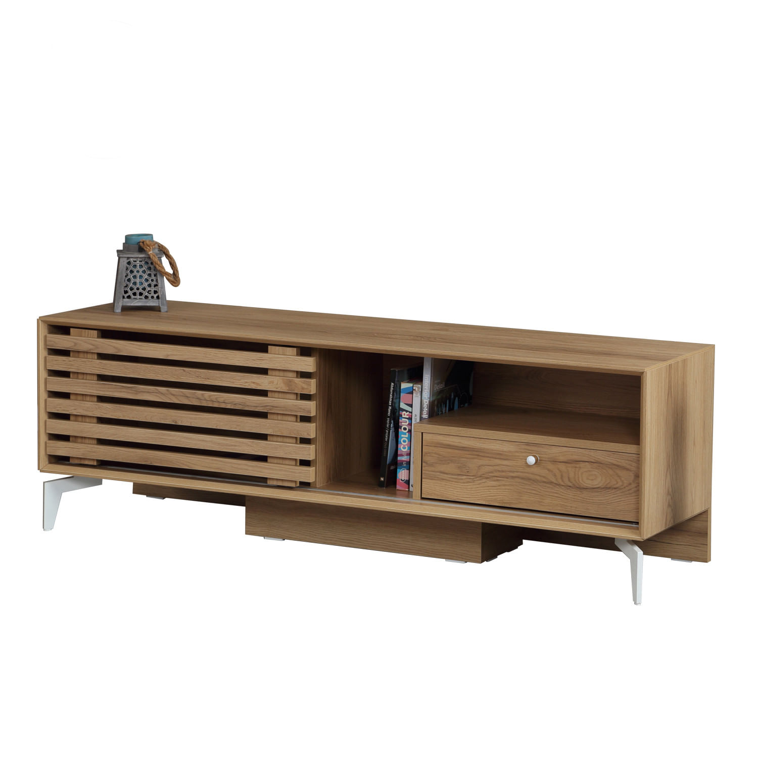 Comoda tv, Hanah Home, pal melaminat, stejar, 150x41x50 cm — imaginea 3