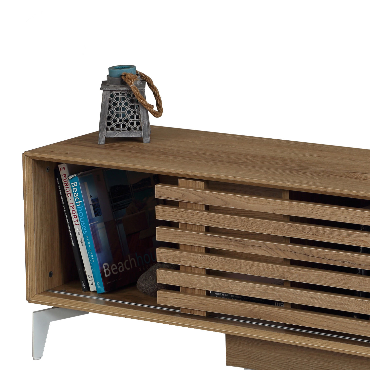 Comoda tv, Hanah Home, pal melaminat, stejar, 150x41x50 cm — imaginea 4