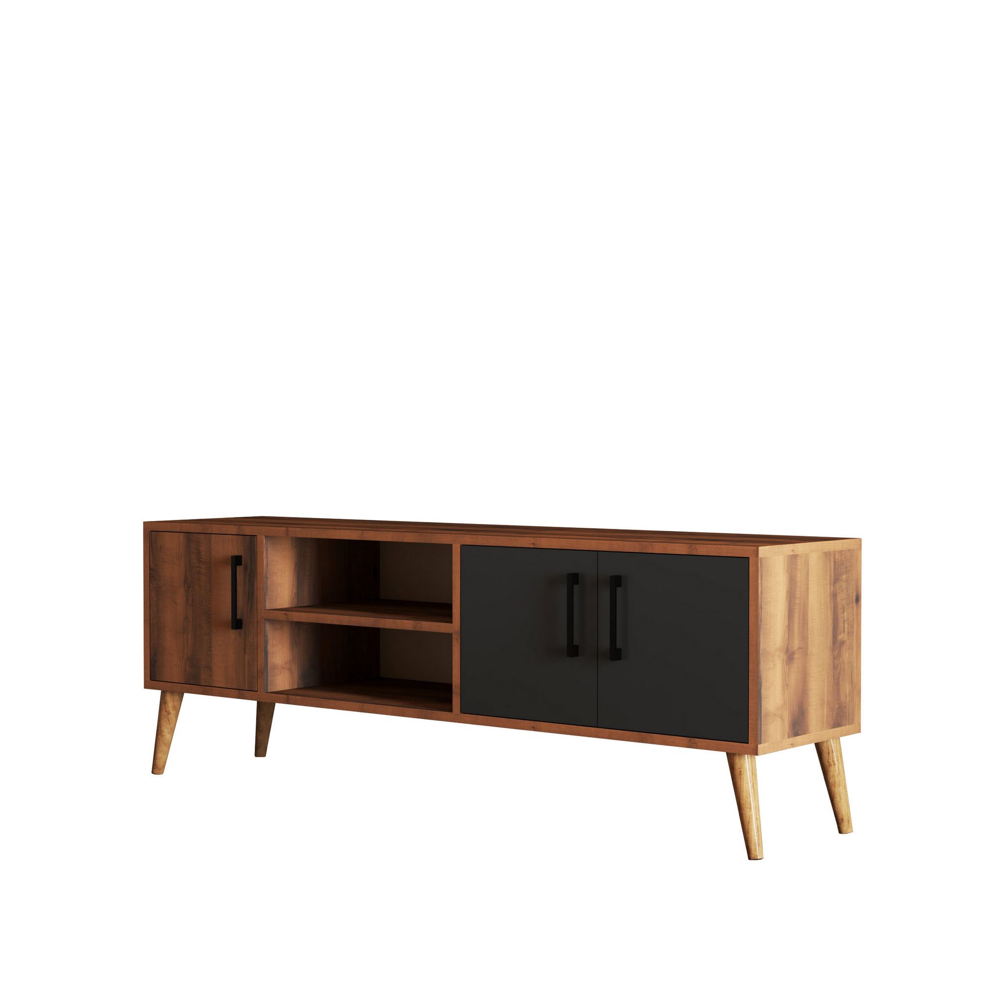 Comoda tv, Hanah Home, pal melaminat, nuc si antracit, 150x34x52 cm — imaginea 2