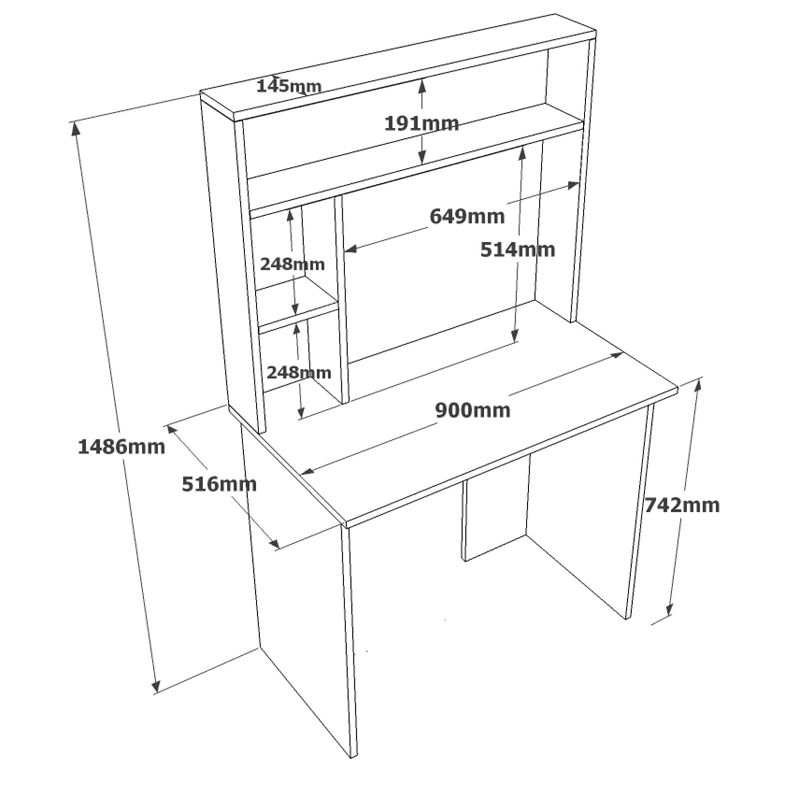 Birou, Hanah Home, pal melaminat, pin atlantic si antracit, 90x51.6x148.6 cm — imaginea 2