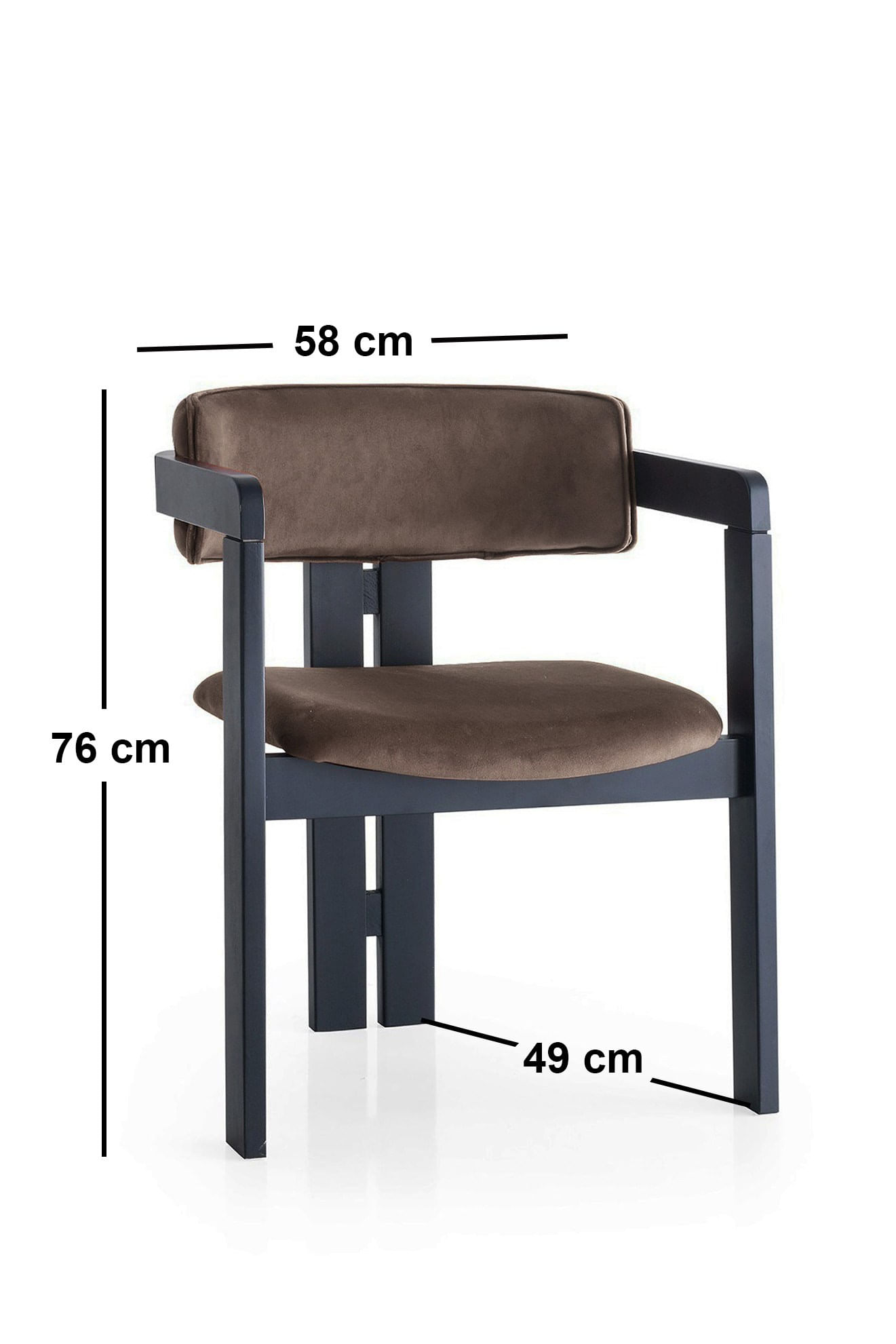 Fotoliu, Hanah Home, catifea, negru maro, 58x76x49 cm — imaginea 4