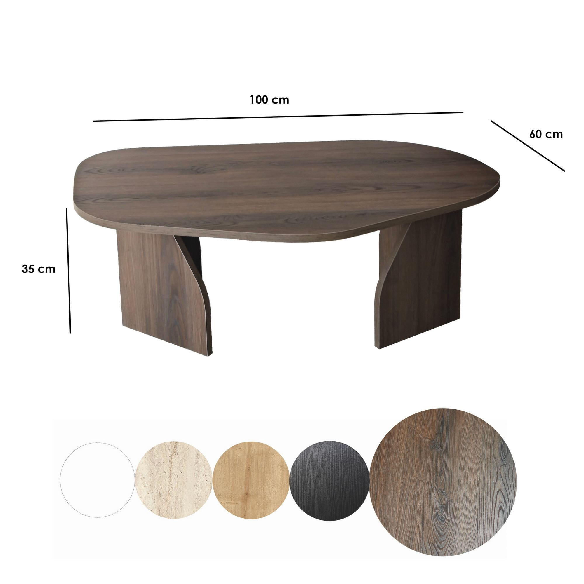 Masa de cafea, Hanah Home, pal melaminat, nuc, 105x65x35 cm — imaginea 2