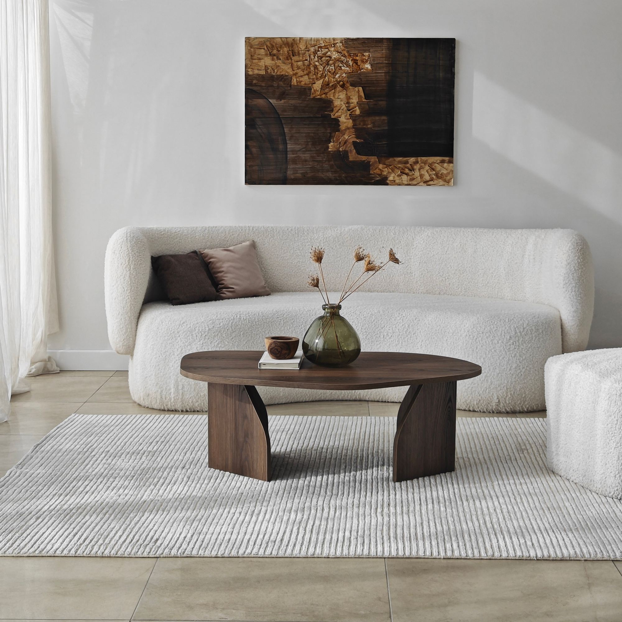 Masa de cafea, Hanah Home, pal melaminat, nuc, 105x65x35 cm — imaginea 3