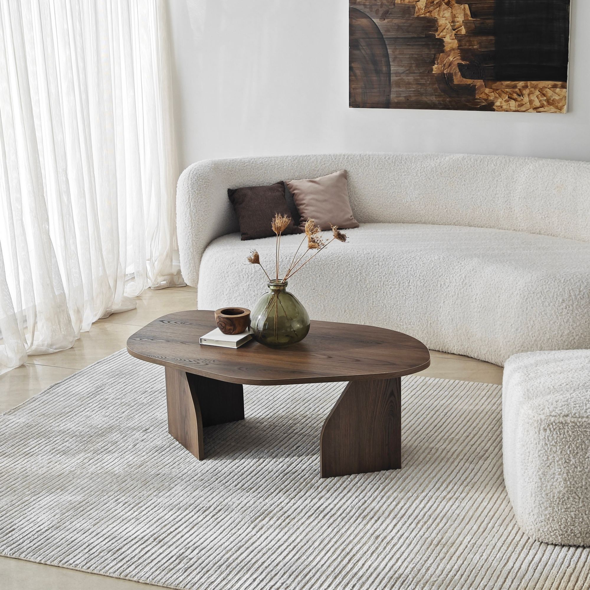 Masa de cafea, Hanah Home, pal melaminat, nuc, 105x65x35 cm — imaginea 4