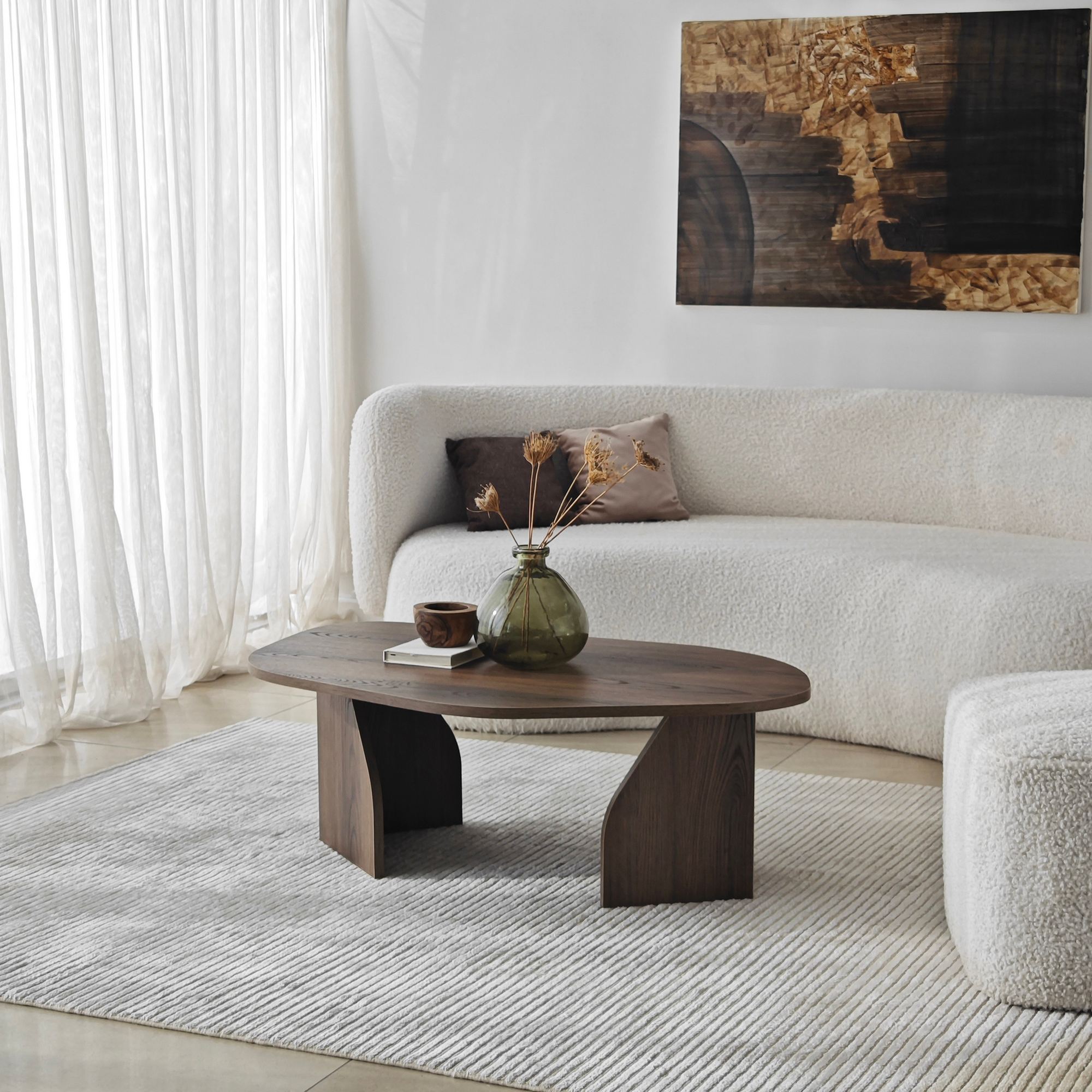 Masa de cafea, Hanah Home, pal melaminat, nuc, 105x65x35 cm — imaginea 7