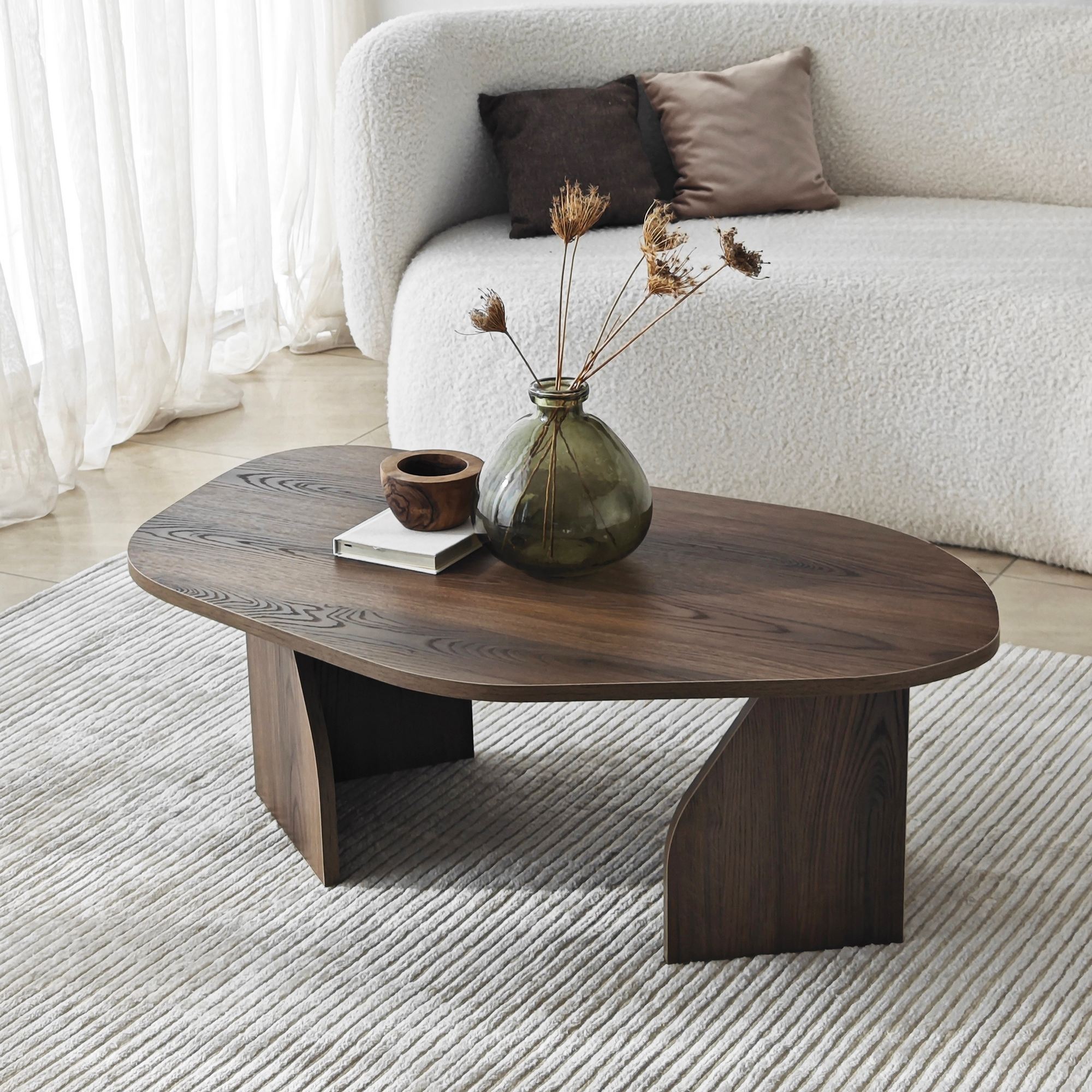 Masa de cafea, Hanah Home, pal melaminat, nuc, 105x65x35 cm — imaginea 8
