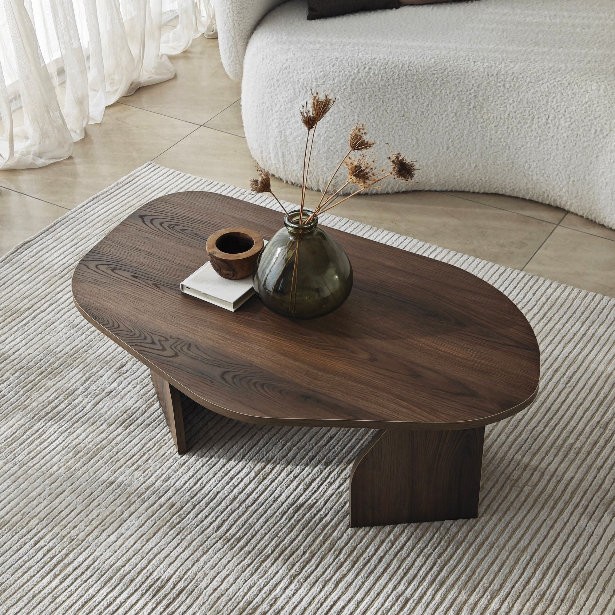 Masa de cafea, Hanah Home, pal melaminat, nuc, 105x65x35 cm — imaginea 9