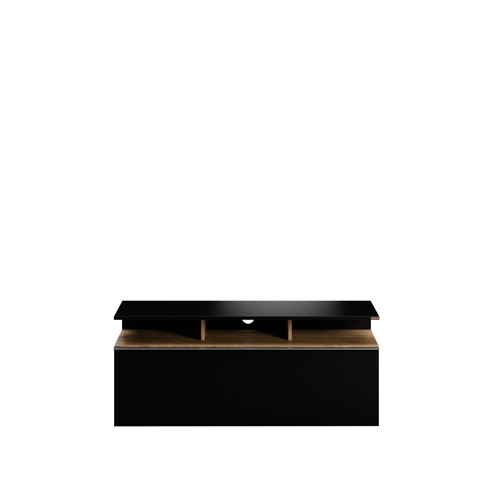 Comoda tv, Hanah Home, pal melaminat, negru si nuc, 117x48x40 cm — imaginea 2