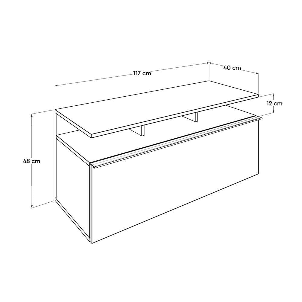 Comoda tv, Hanah Home, pal melaminat, negru si nuc, 117x48x40 cm — imaginea 4