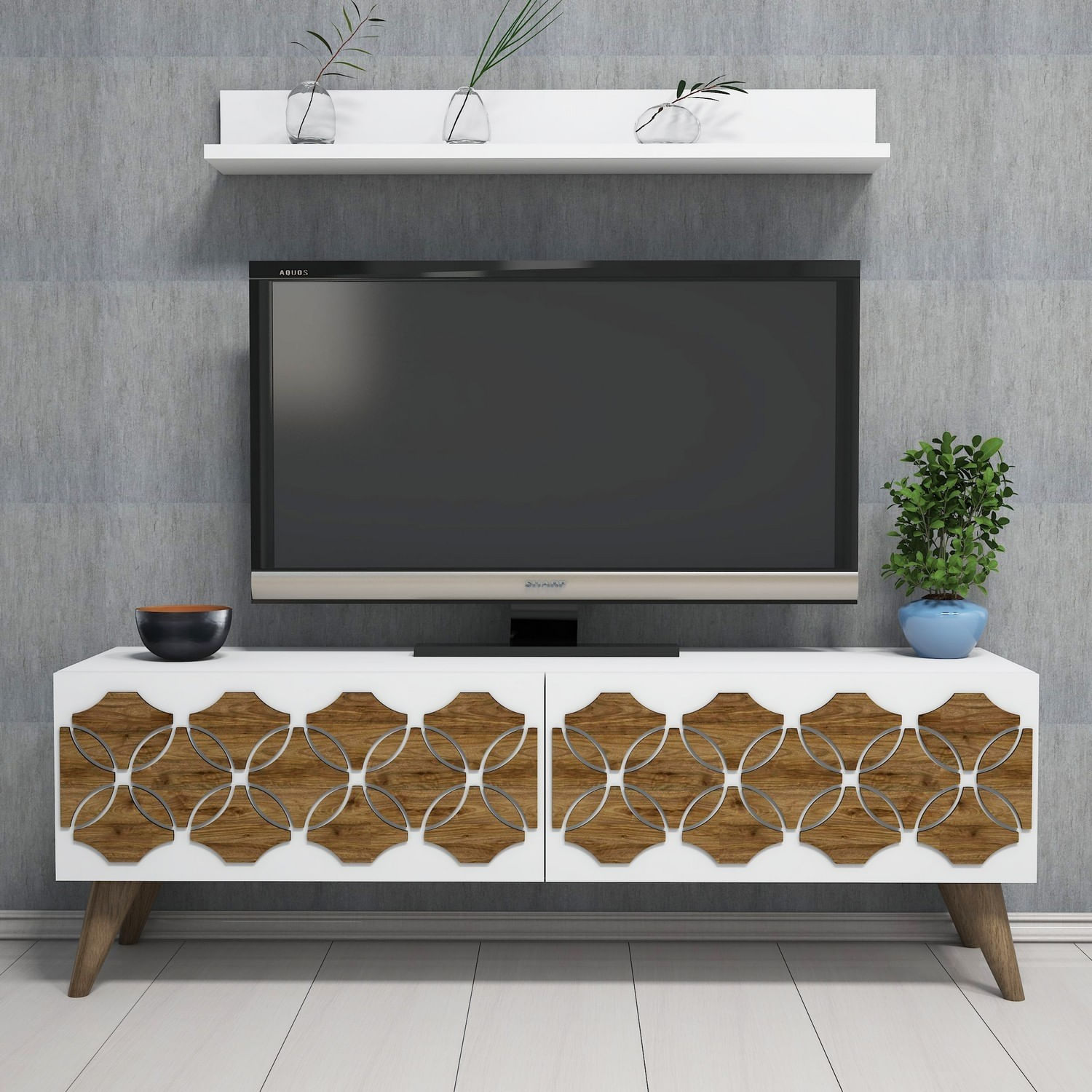 Corp tv, Hanah Home, pal melaminat, alb, 120x40x31.8 cm — imaginea 5