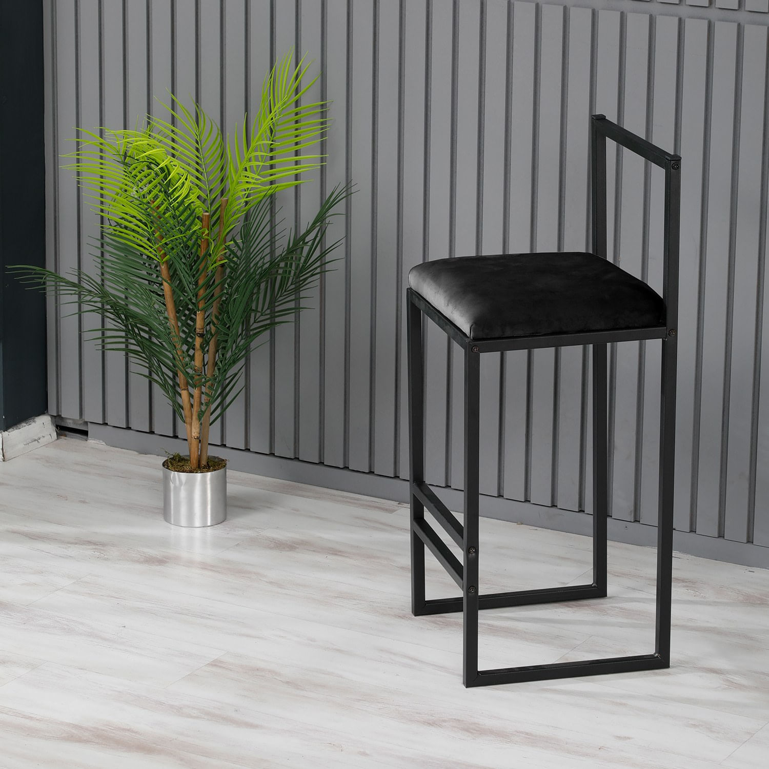 Taburet de bar, Hanah Home, metal, negru, 35x35x84 cm - 3 | YEO