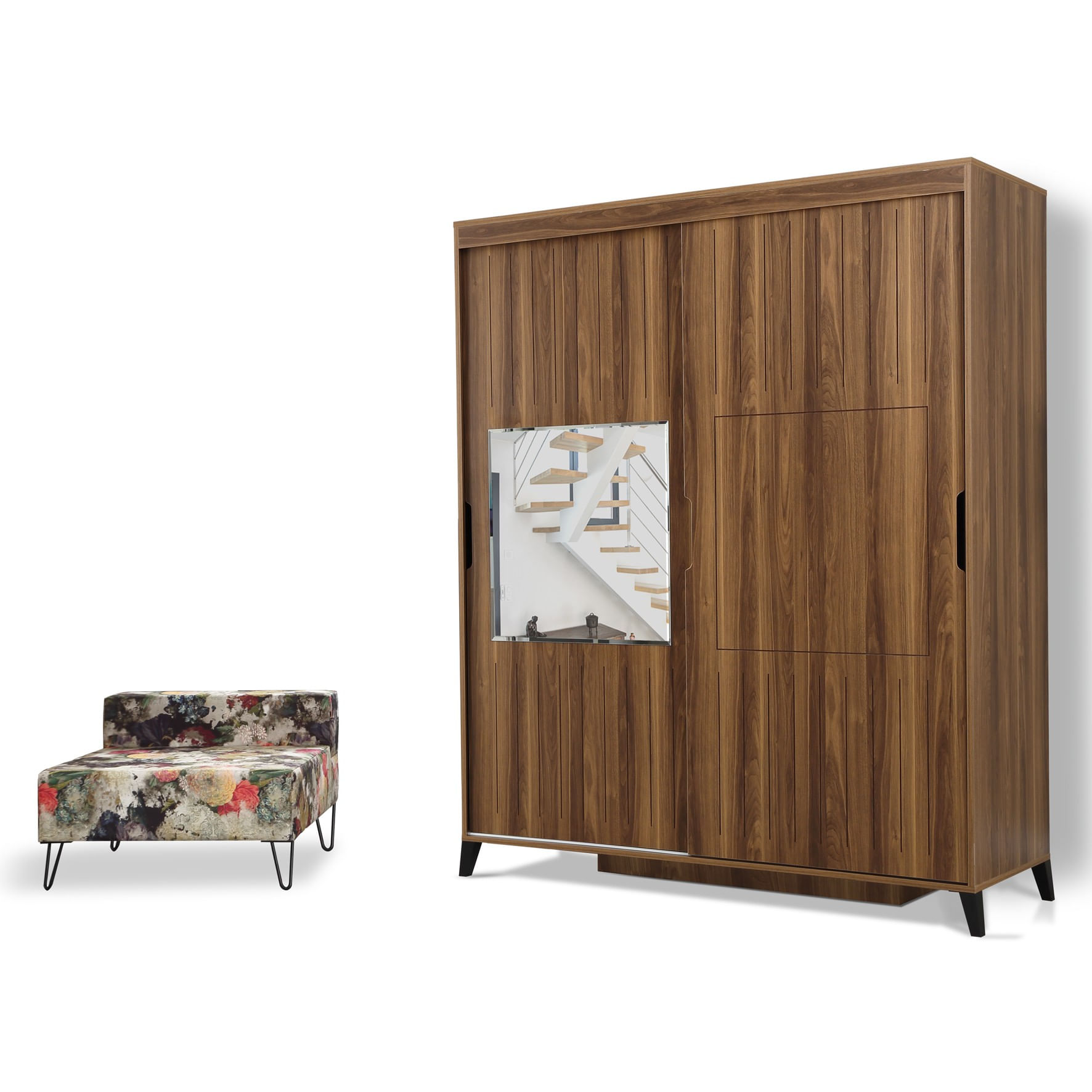 Sifonier, Hanah Home, pal melaminat, nuc, 150x216x60 cm — imaginea 8