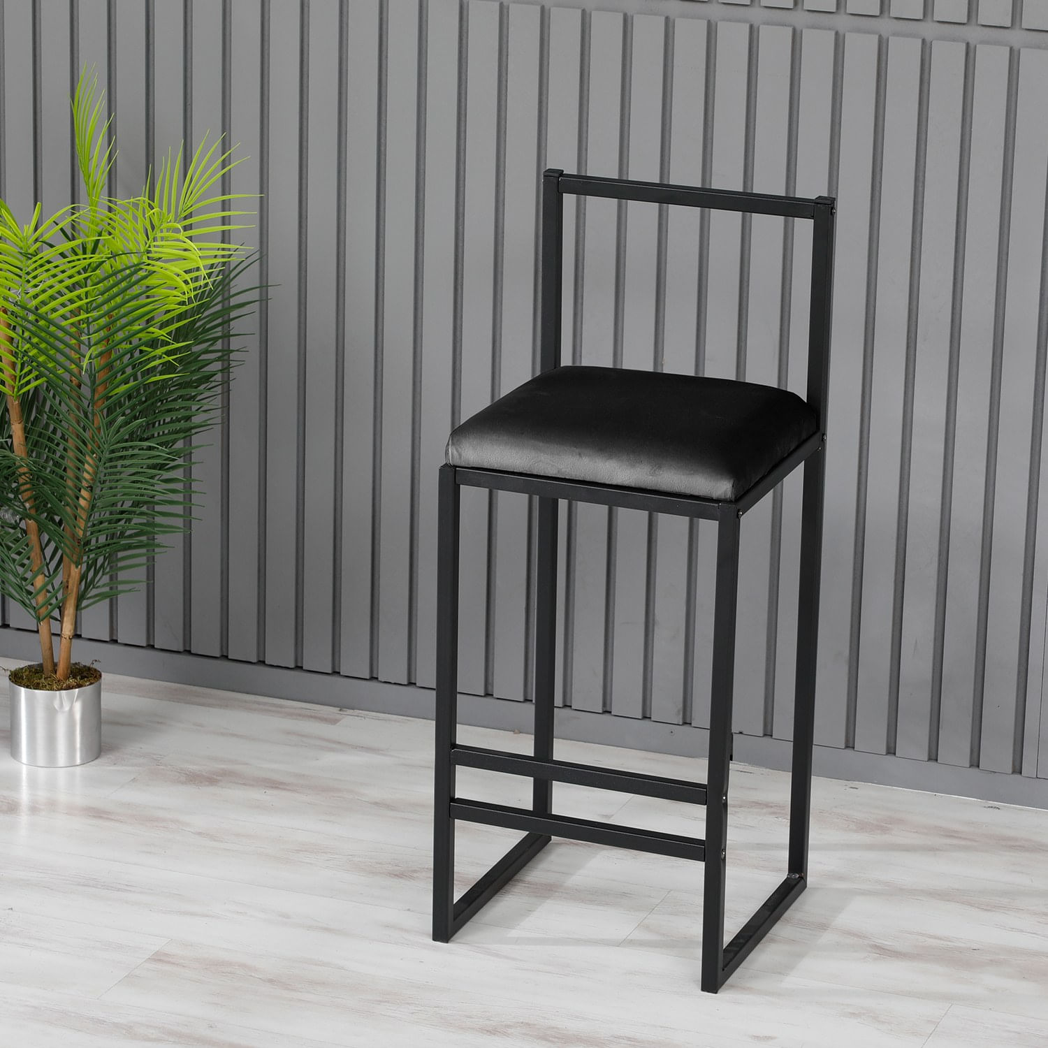 Taburet de bar, Hanah Home, metal, negru, 35x35x84 cm - 4 | YEO