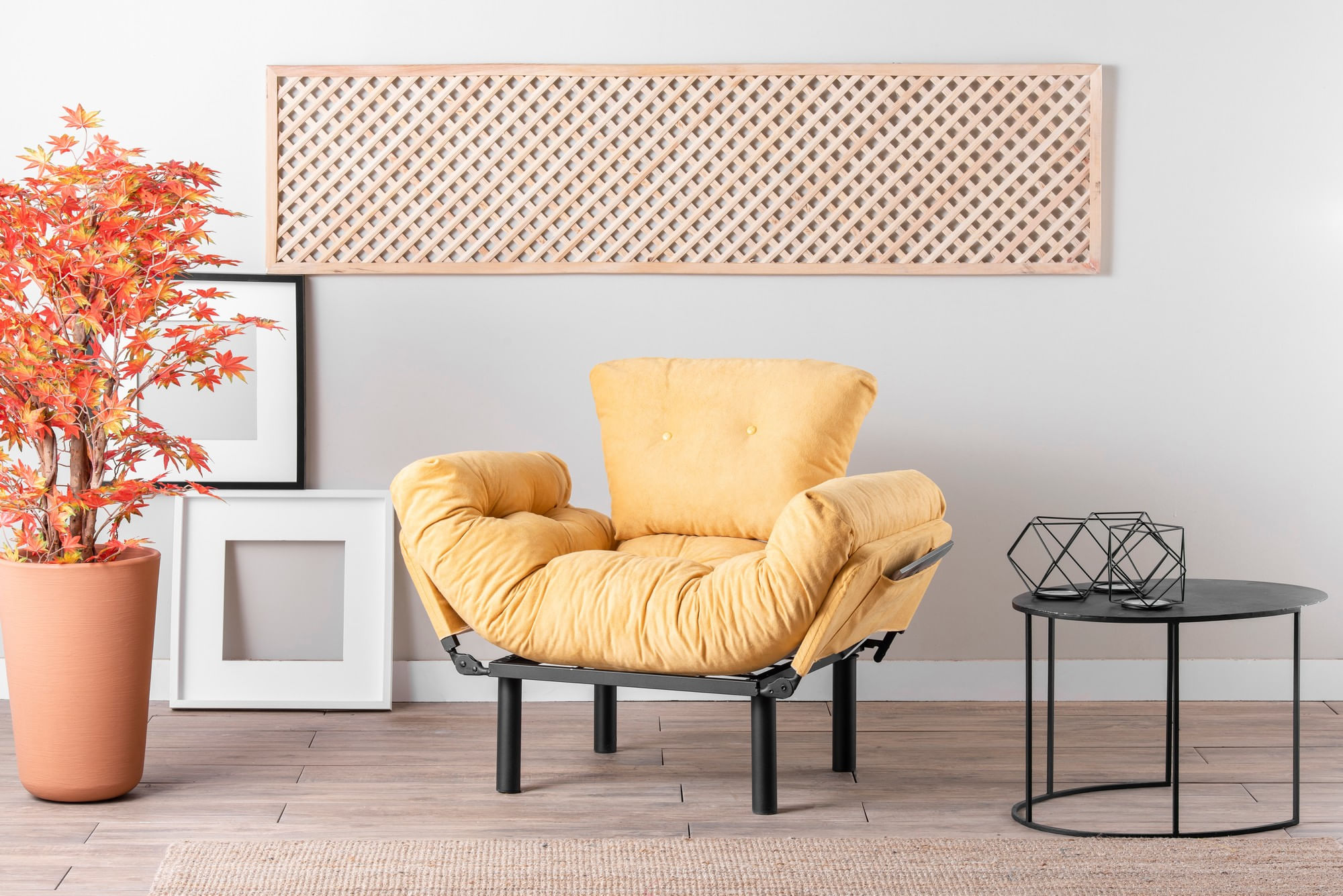 Fotoliu, Hanah Home, metal, mustar, 95x85x70 cm — imaginea 5