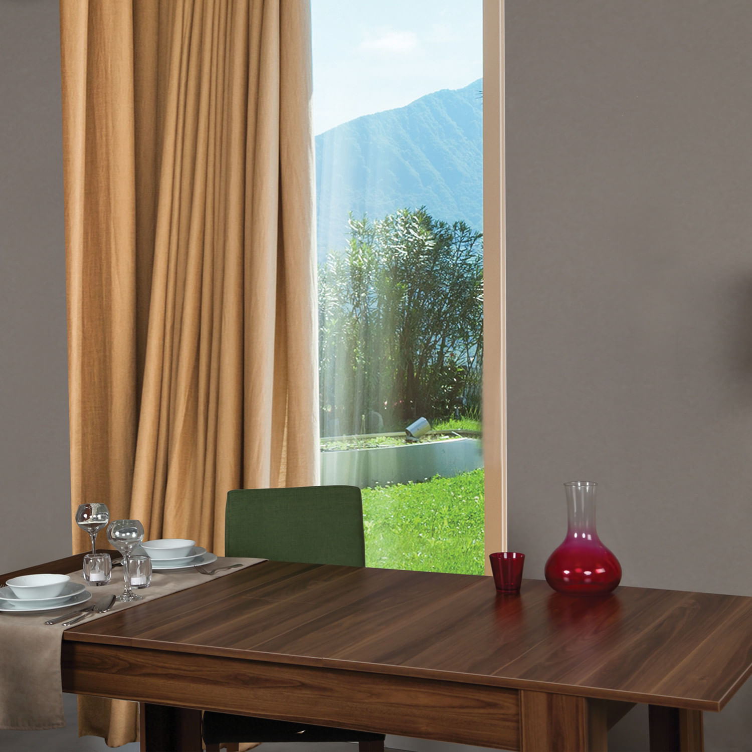 Masa extensibila, Hanah Home, panou aglomerat melaminat, nuc, 78x150x90 cm — imaginea 2