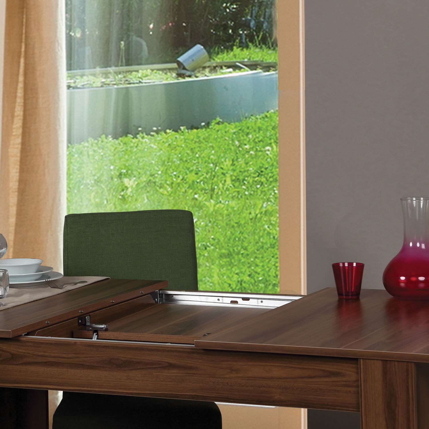 Masa extensibila, Hanah Home, panou aglomerat melaminat, nuc, 78x150x90 cm — imaginea 4