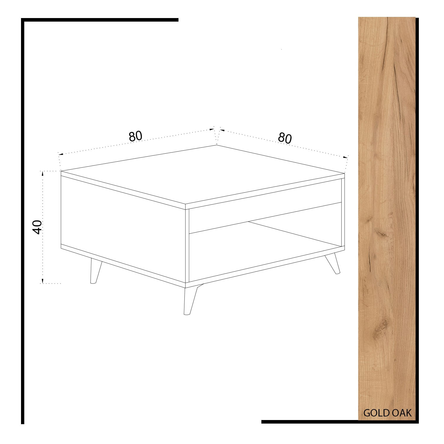 Masuta de cafea, Hanah Home, pal melaminat, stejar si alb, 80x80x40 cm, 811MDD2809 — imaginea 2