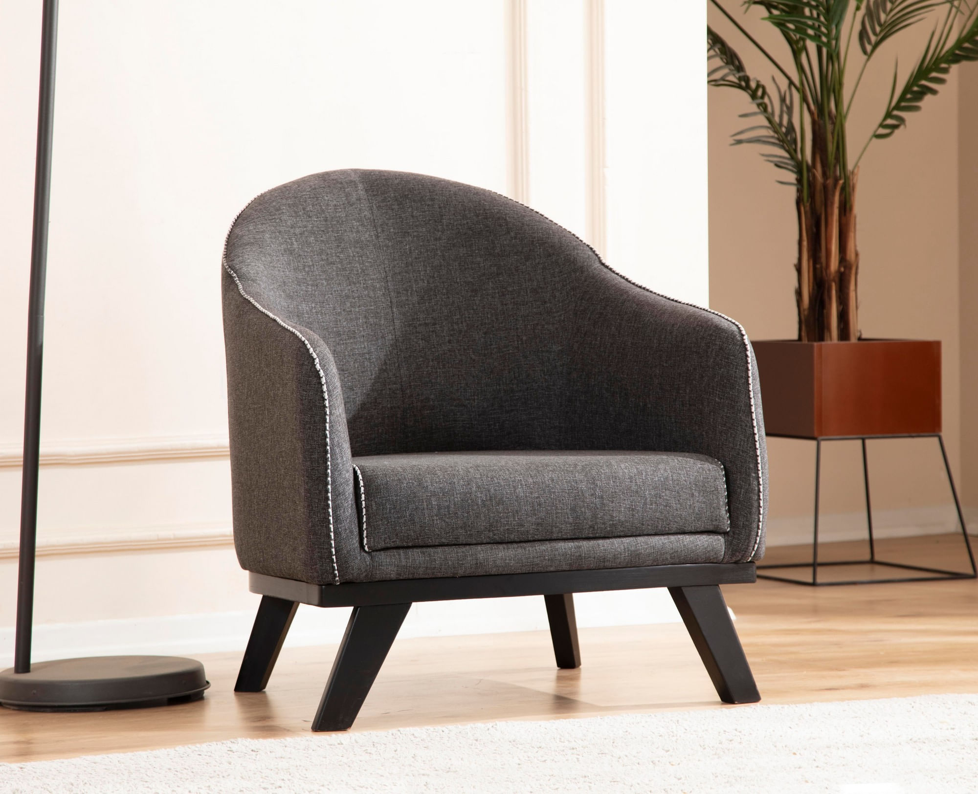 Fotoliu, Atelier Del Sofa, lemn fag si pal, antracit, 75x90x82 cm — imaginea 3