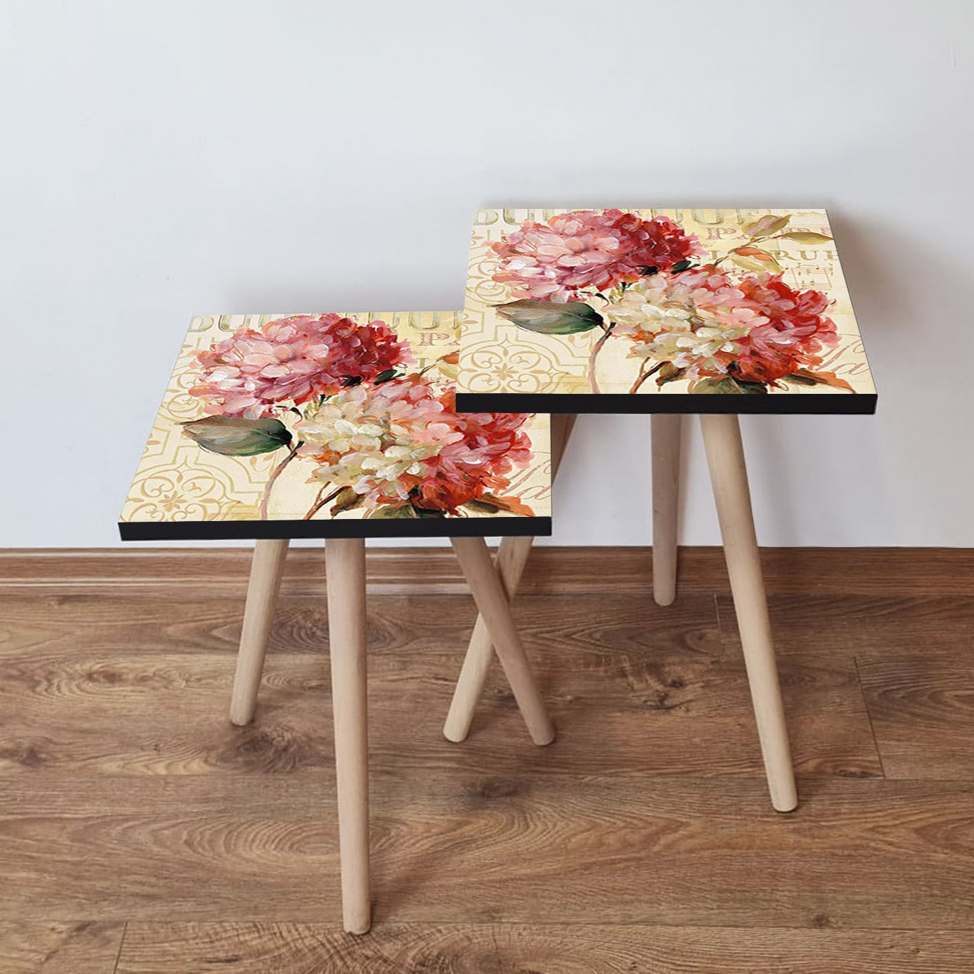 Masa de tip cuib (2 piese), Hanah Home, mdf, multicolor, 35x35x47 cm