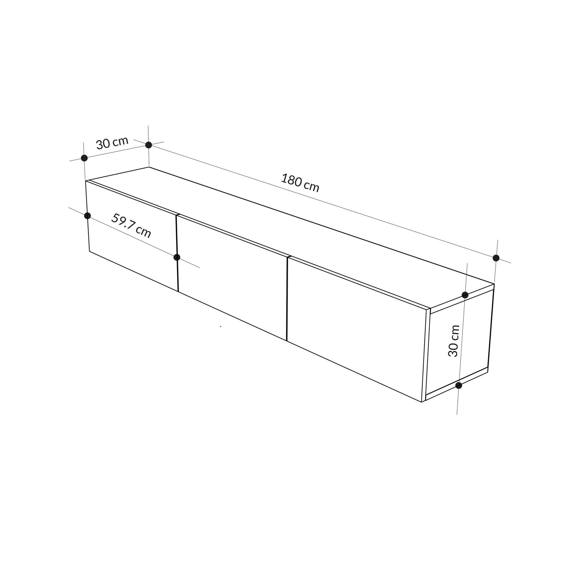 Comoda tv, Hanah Home, pal melaminat, stejar safir, antracit, 180x30x30 cm